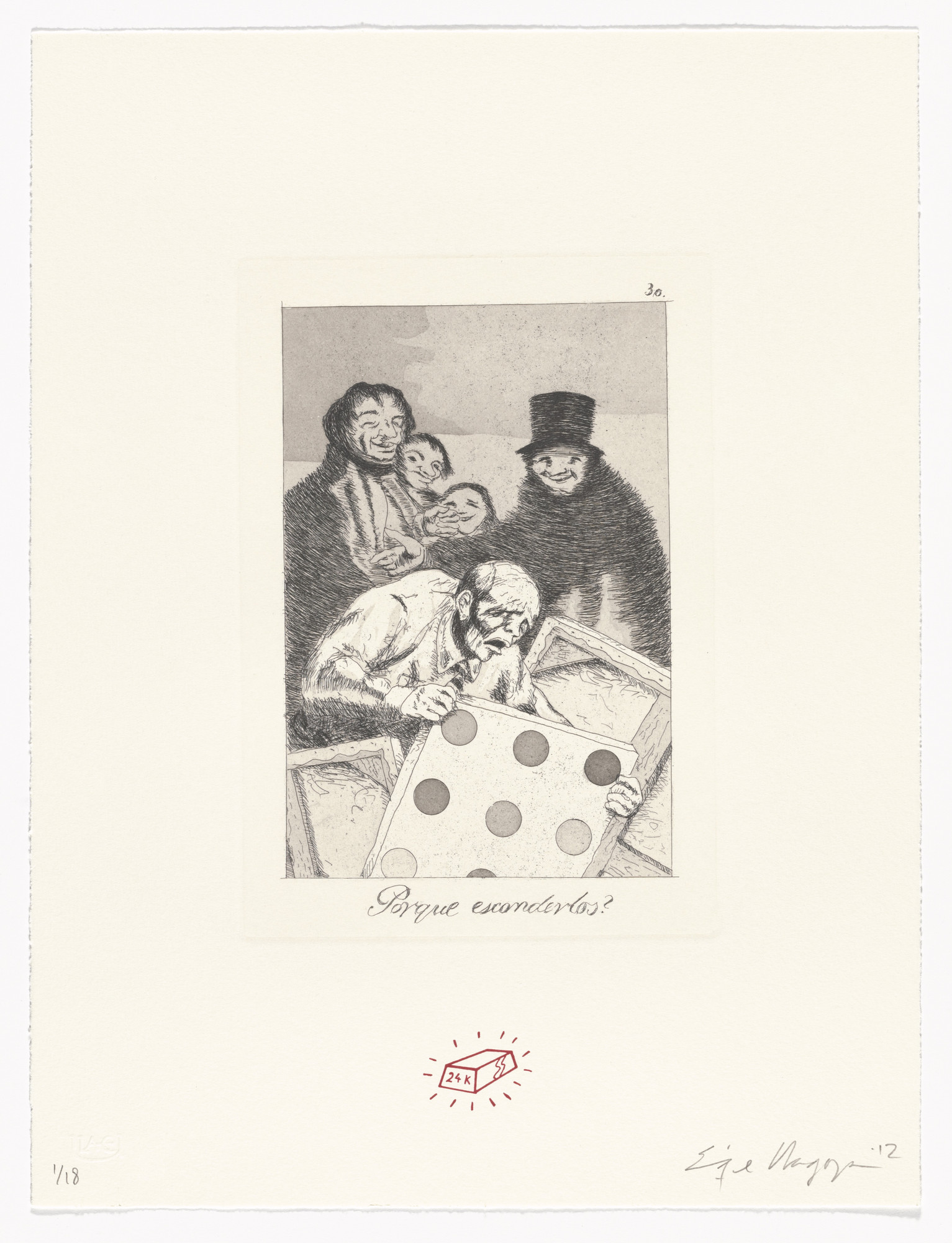 Enrique Chagoya. Porque esconderlos?/Why hide them? from Recurrent Goya