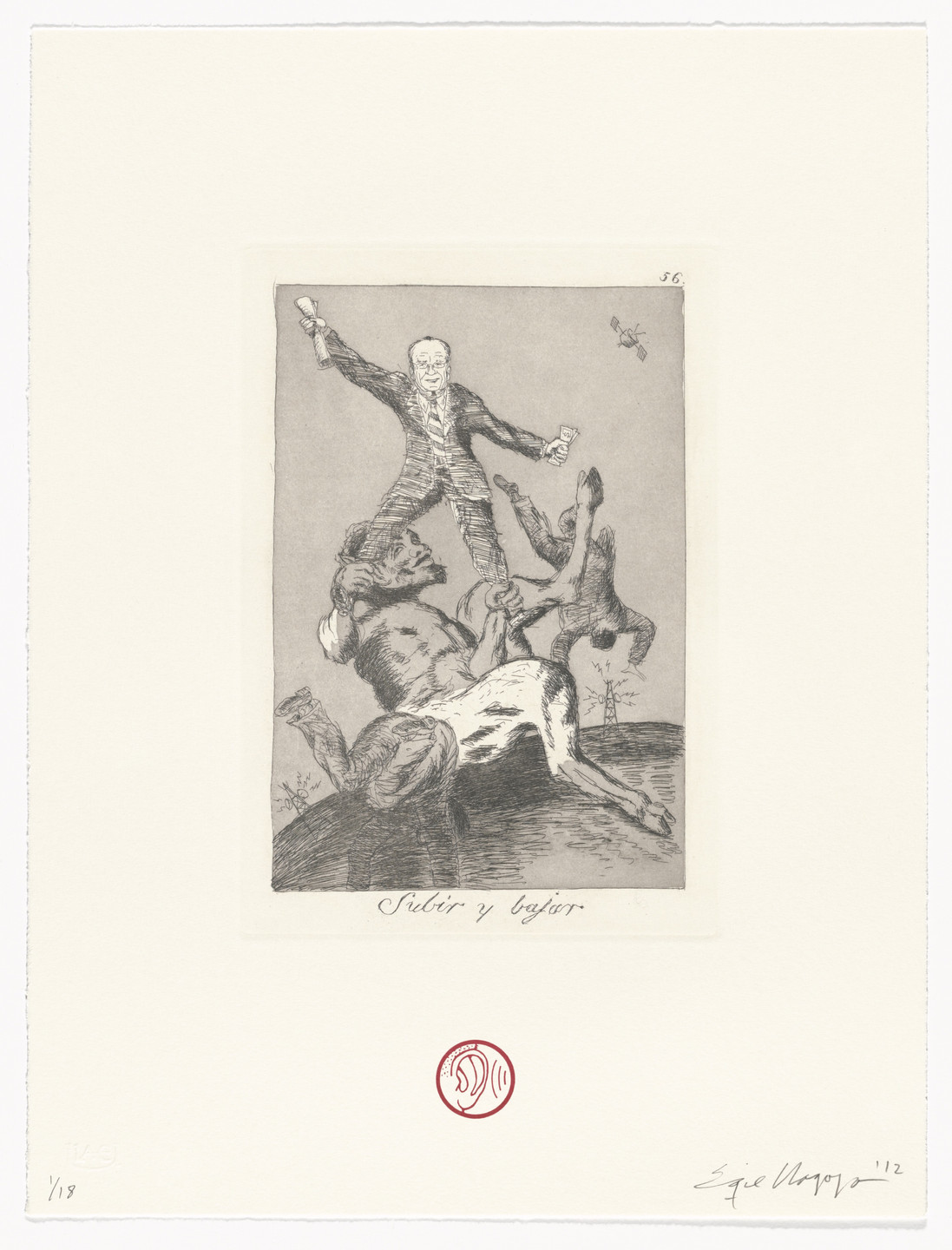 Enrique Chagoya. Subir y bajar/To rise and to fall from Recurrent Goya. 2012