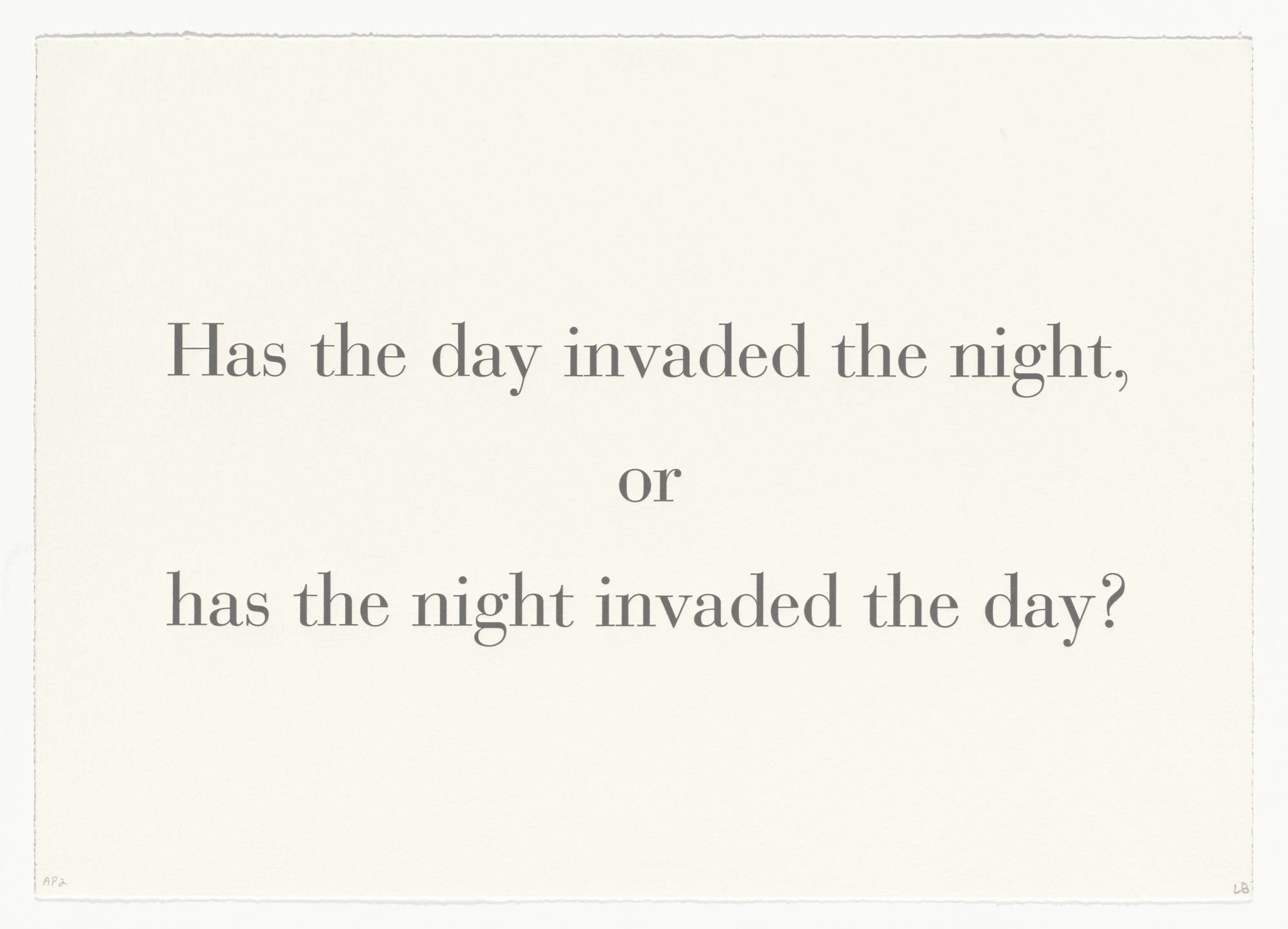 Louise Bourgeois. Has the Day Invaded the Night, or Has the Night Invaded the Day?, no. 5 of 9, from the series, What Is the Shape of This Problem?. 1999