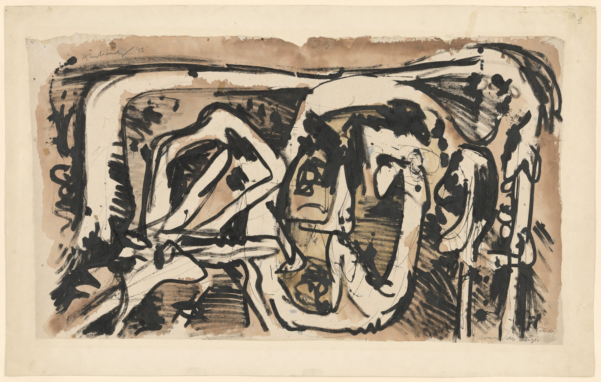Pierre Alechinsky. Study for The Snowman ([Étude] L&#39;Homme des neiges). 1956