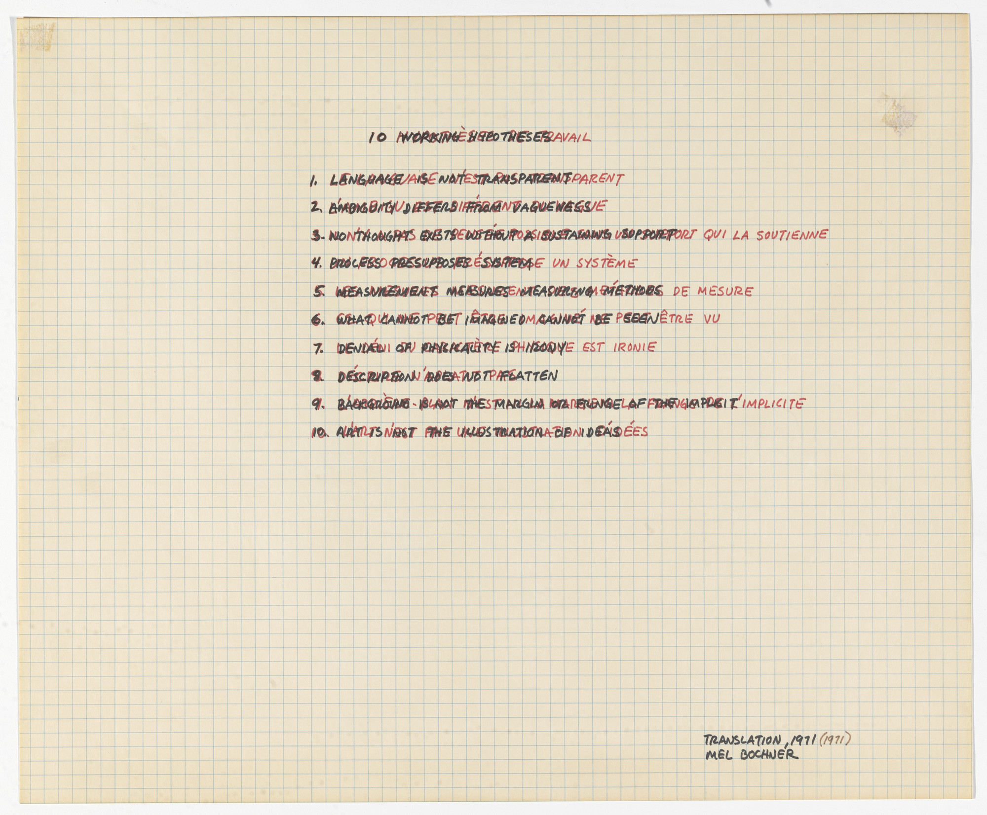 Mel Bochner. Translation