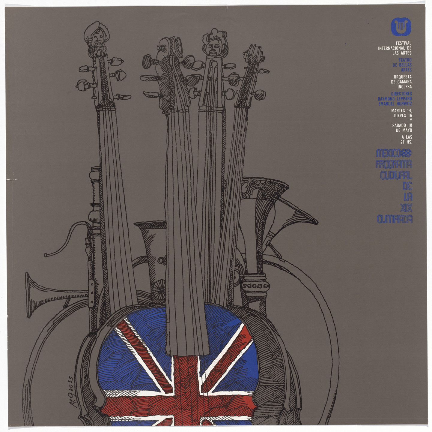 Michael C. Gross, Department of Publications and Urban Design, Organizing Committee of the XIX Olympiad. International Festival of the Arts, The British Chamber Orchestra, Mexico City Cultural Olympics. 1968