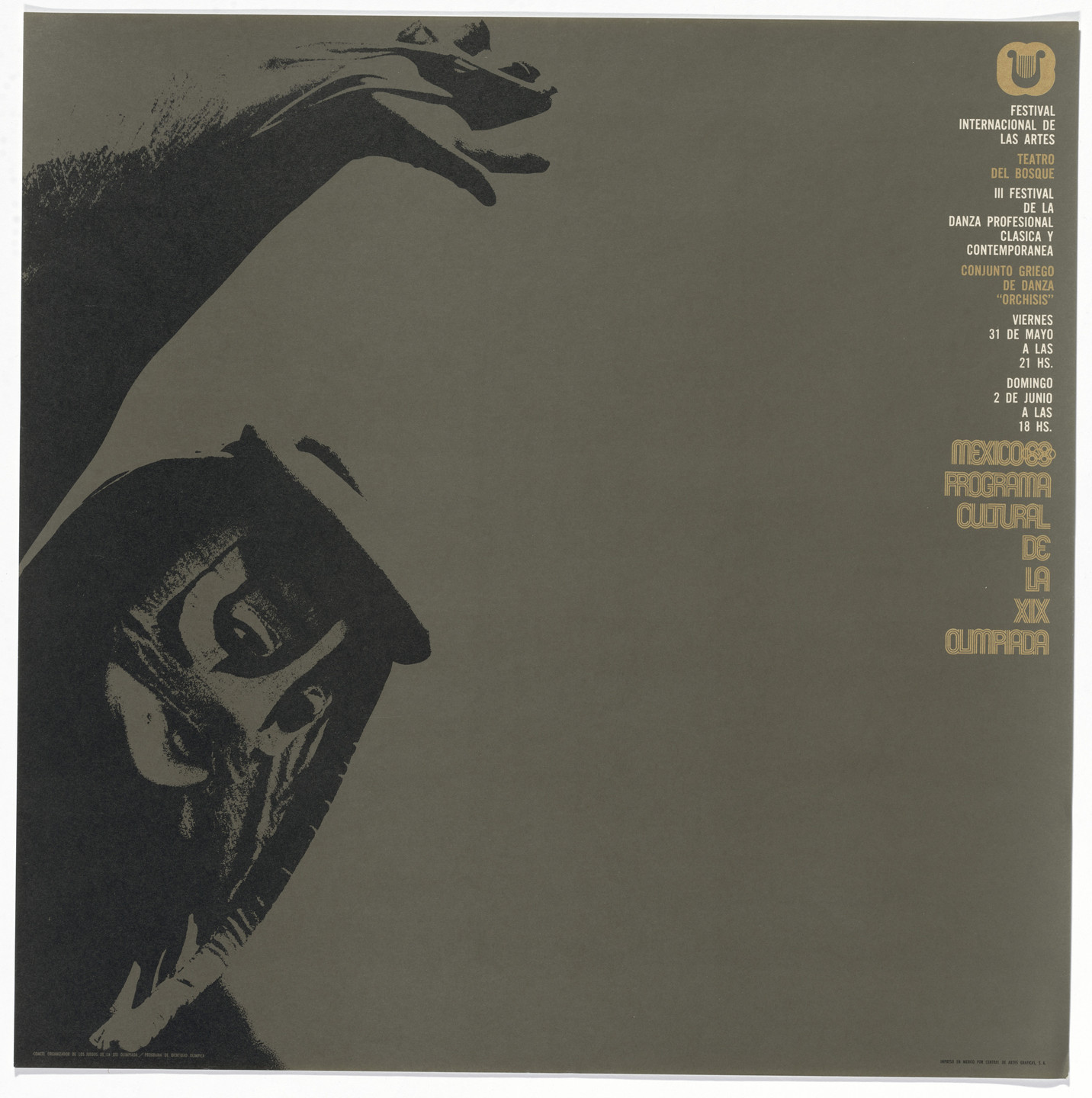 Department of Publications and Urban Design, Organizing Committee of the XIX Olympiad. International Festival of the Arts, Third Festival of Classical and Contemporary Professional Dance, "Orchisis" Greek Theater Troupe, Mexico City Cultural Olympics. 1968