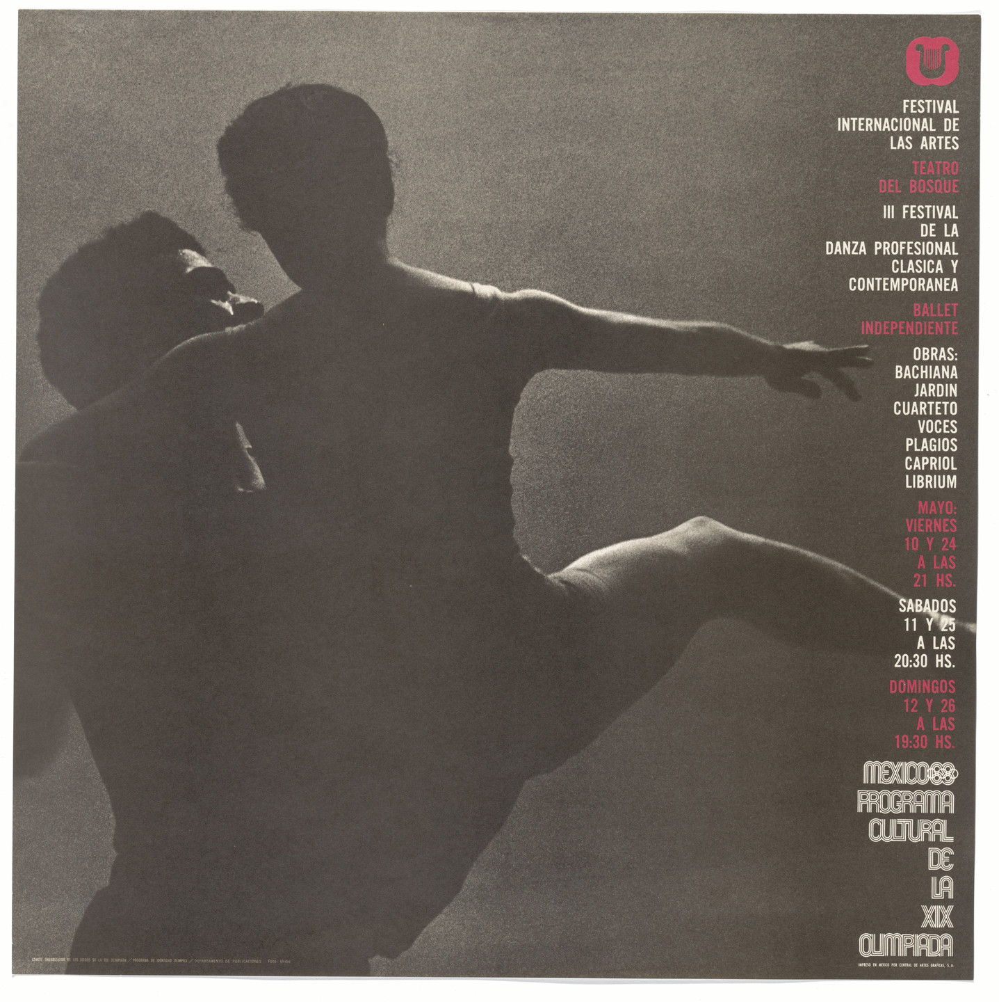 Francisco Uribe, Department of Publications and Urban Design, Organizing Committee of the XIX Olympiad. International Festival of the Arts, Third Festival of Classical and Contemporary Professional Dance, Independent Ballet, Mexico City Cultural Olympics. 1968