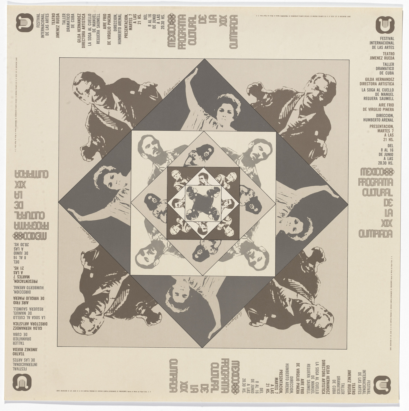 Bob Pellegrini, Department of Publications and Urban Design, Organizing Committee of the XIX Olympiad. International Festival of the Arts, Drama Workshop of Cuba, Mexico City Cultural Olympics. 1968