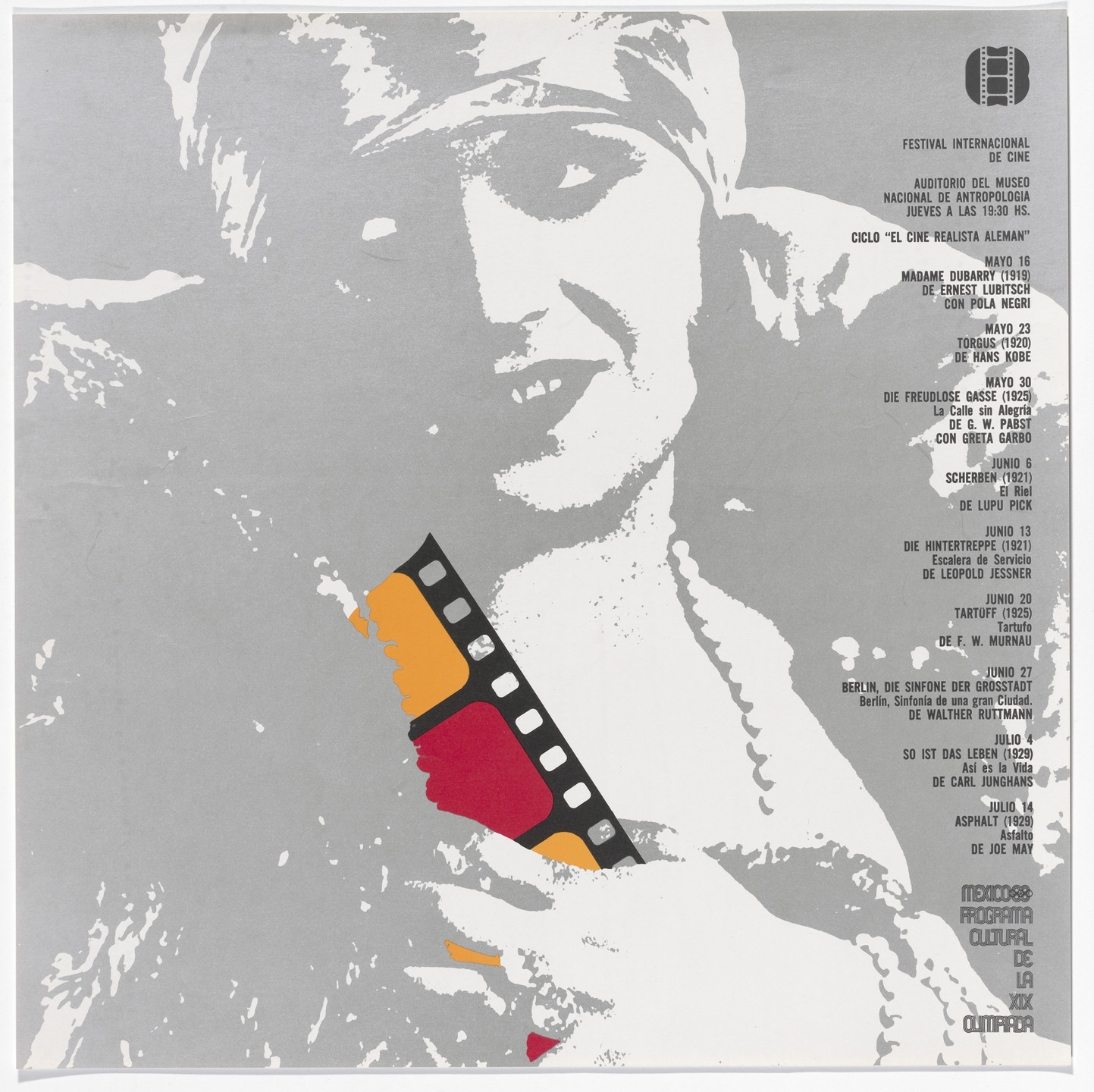 Department of Publications and Urban Design, Organizing Committee of the XIX Olympiad. International Film Festival, German Realist Cinema Series, Mexico City Cultural Olympics. c. 1968