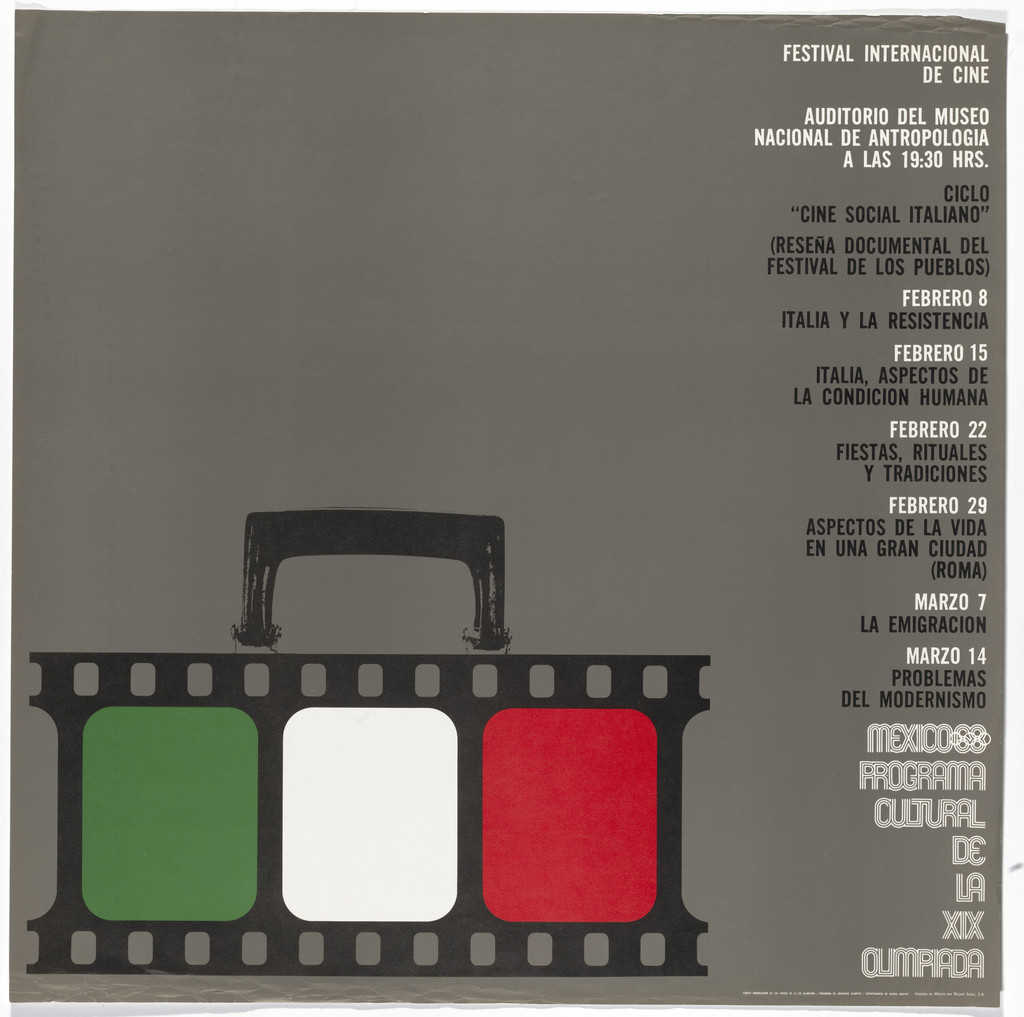 International Film Festival, "Italian Social Cinema", Mexico City Cultural Olympics