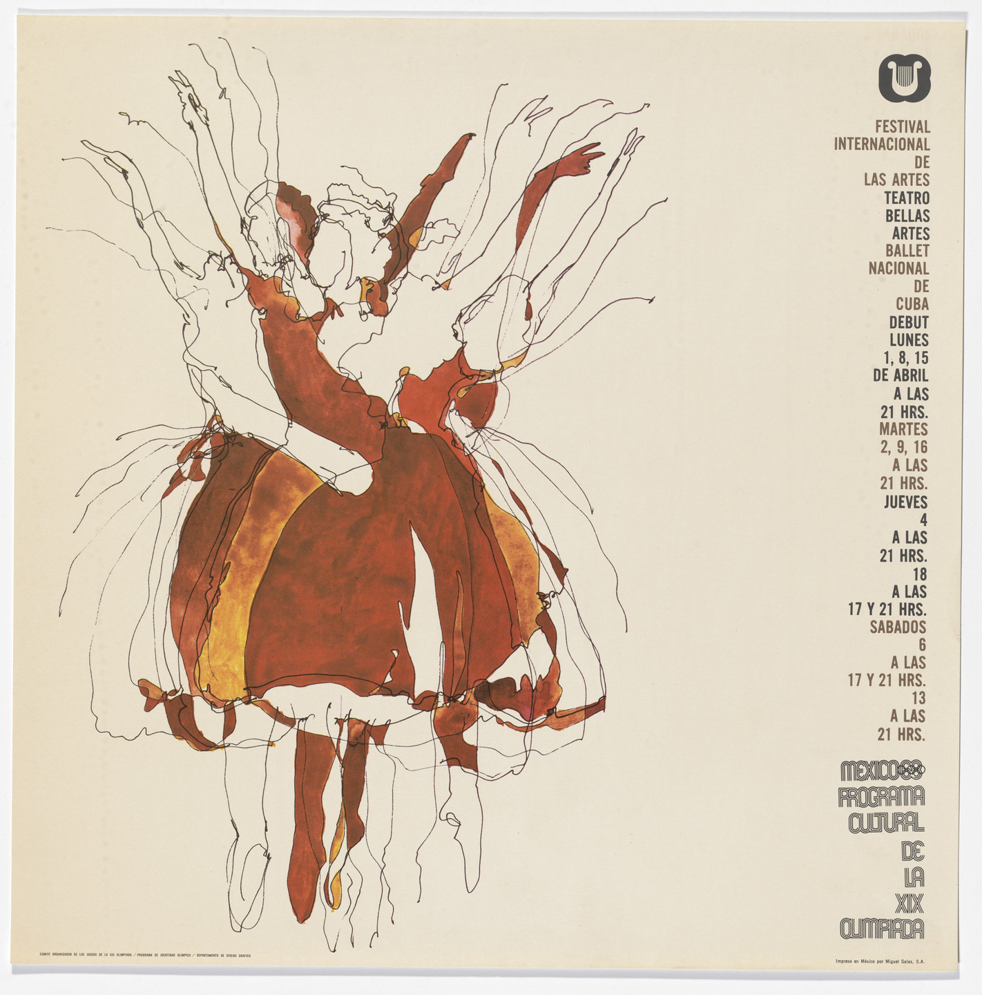 Department of Publications and Urban Design, Organizing Committee of the XIX Olympiad. International Festival of the Arts, National Ballet of Cuba, Mexico City Cultural Olympics. 1968