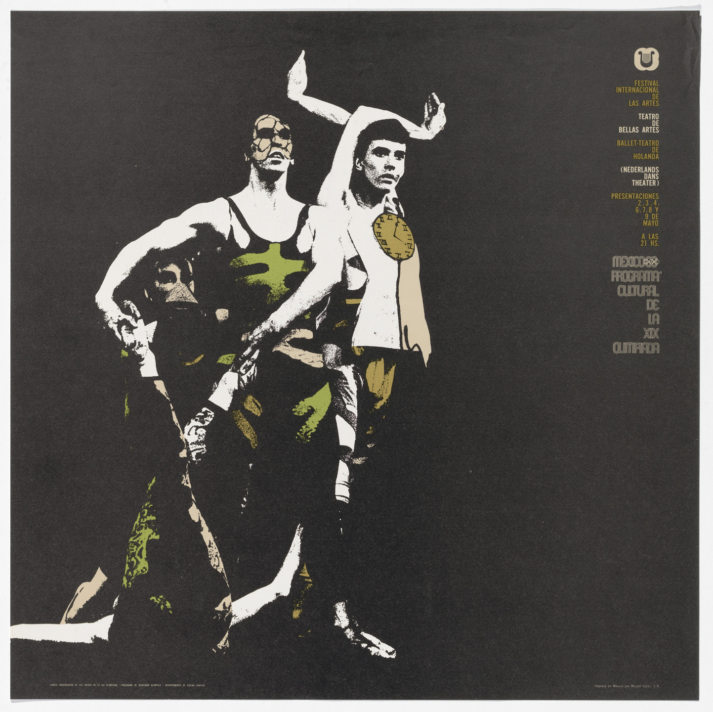 Department of Publications and Urban Design, Organizing Committee of the XIX Olympiad. International Festival of the Arts, Ballet Theater of Holland, Mexico City Cultural Olympics. 1968