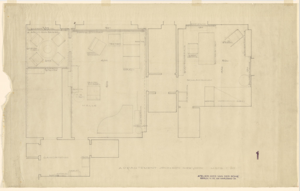 Philip Johnson Apartment, New York, NY (Floor Plan)