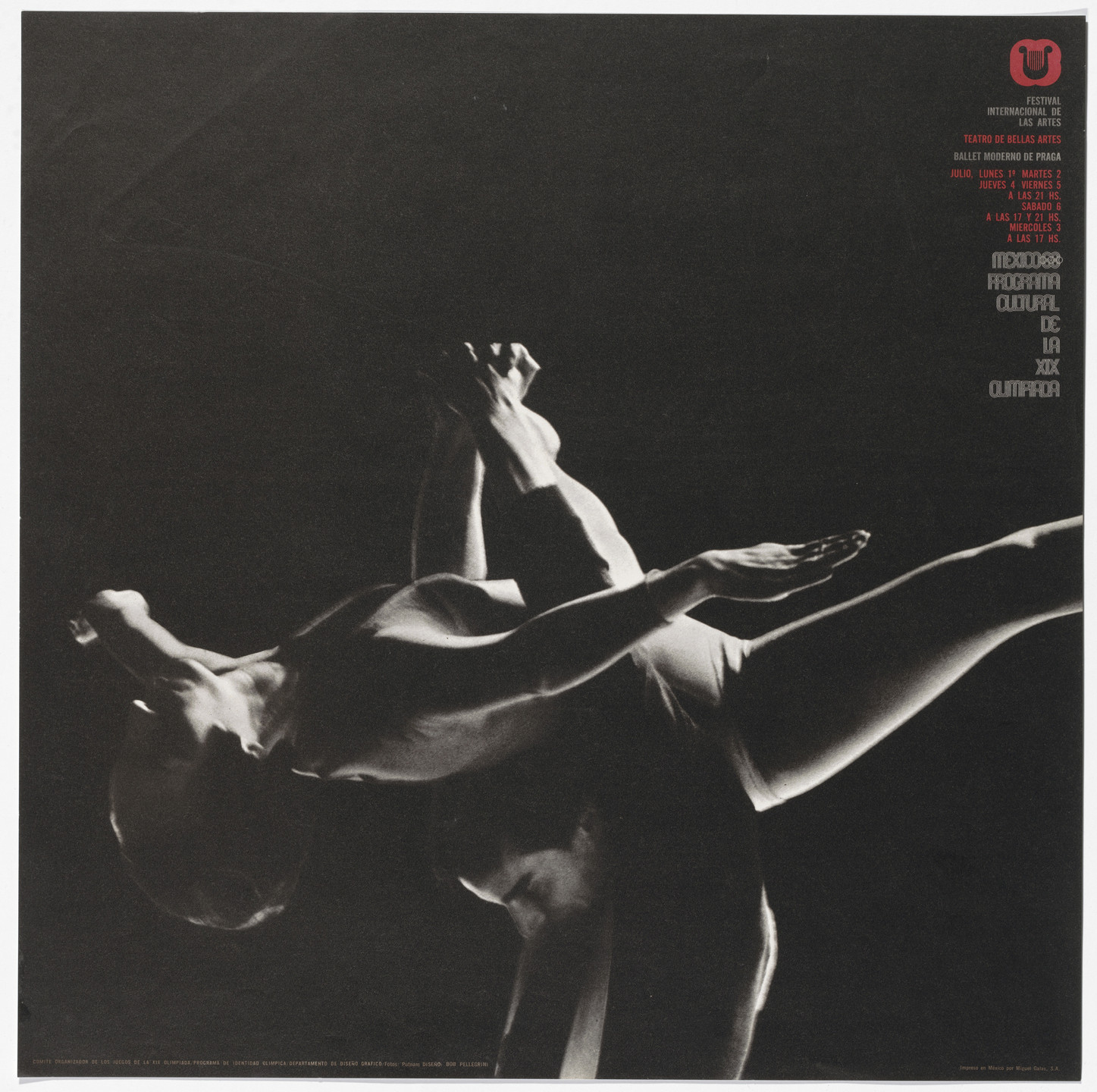 Bob Pellegrini, Department of Publications and Urban Design, Organizing Committee of the XIX Olympiad. International Festival of the Arts, Modern Ballet of Prague, Mexico City Cultural Olympics. 1968