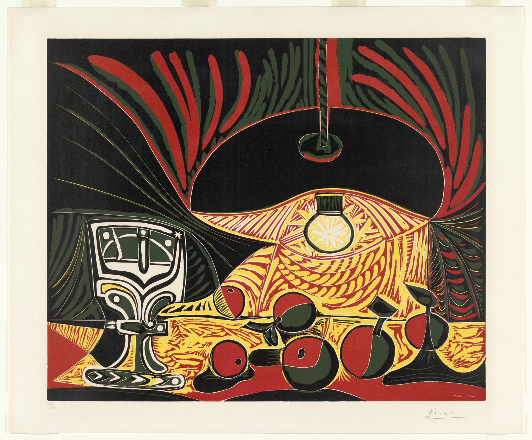 Pablo Picasso. Still Life with Glass Under the Lamp (Nature morte au verre sous la lampe). March 19, 1962