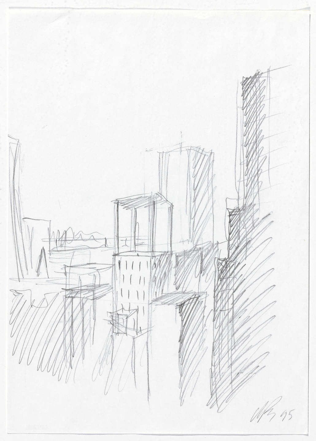 Christian de Portzamparc. LVMH Tower, New York, NY (Perspective sketch). 1994-1999