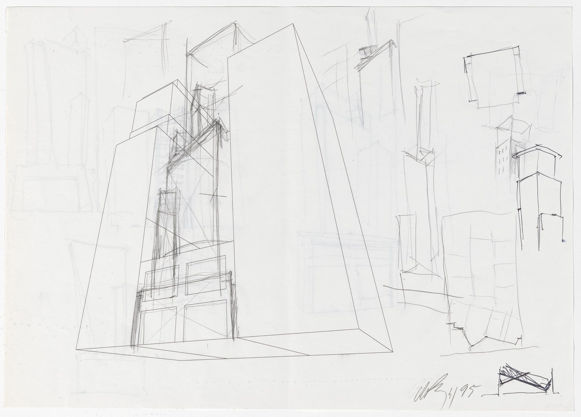 Christian de Portzamparc. LVMH Tower, New York, NY (Perspective sketches, volume studies). 1994–1999