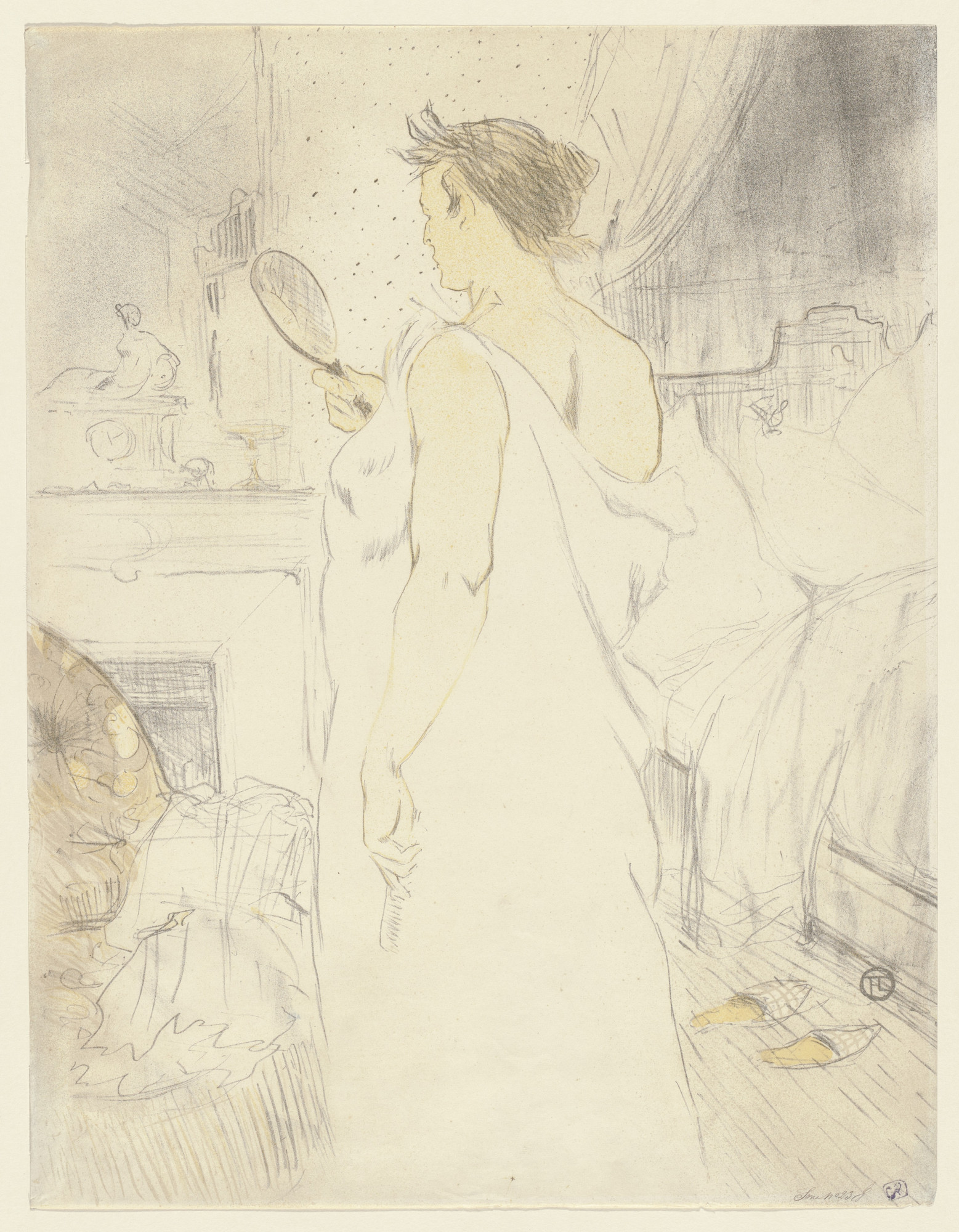 Henri de Toulouse-Lautrec. Woman with Hand Mirror (Femme à glace, la glace à main) from Elles