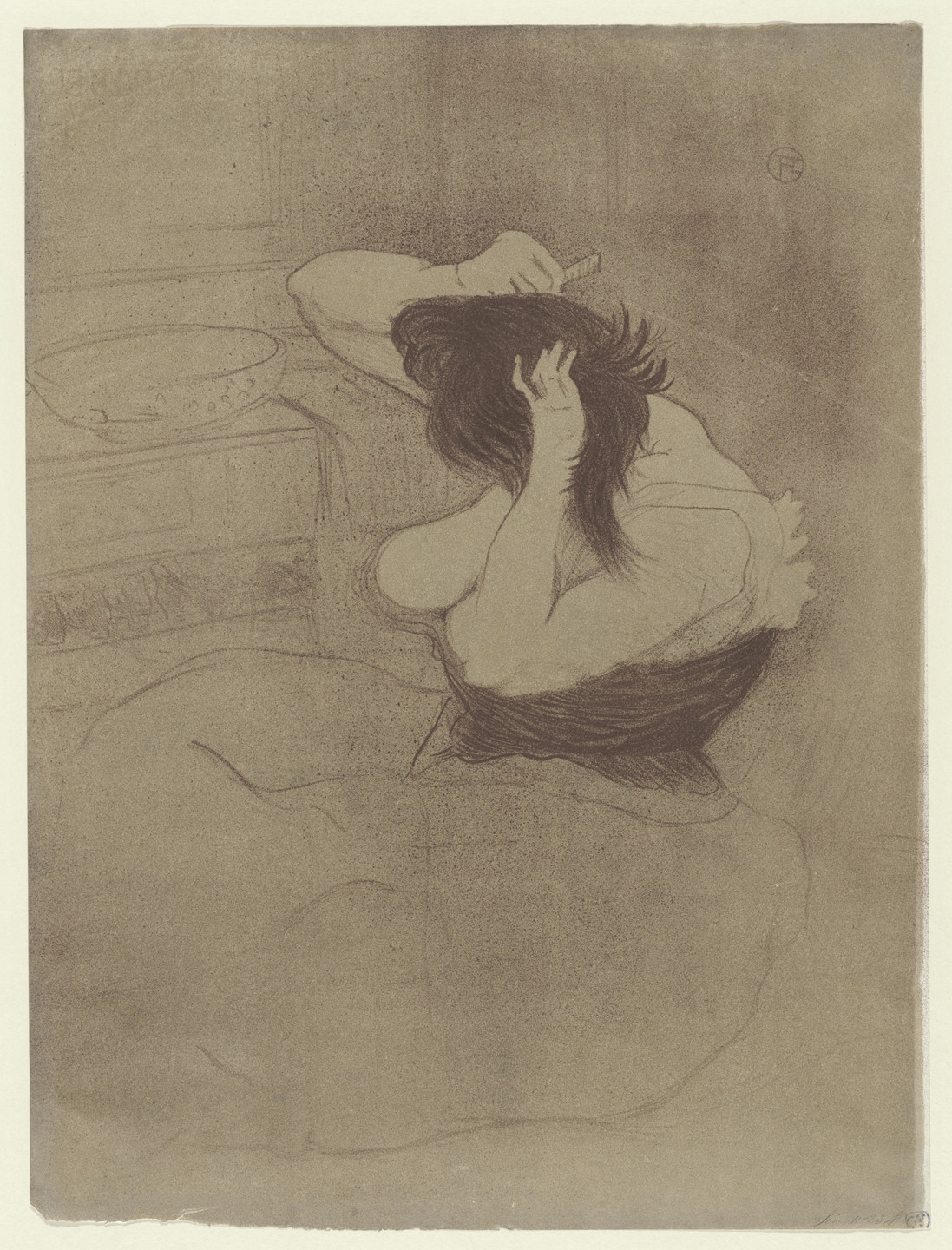 Henri de Toulouse-Lautrec. Woman Combing Her Hair (Femme qui se peigne, La coiffure) from Elles. 1896