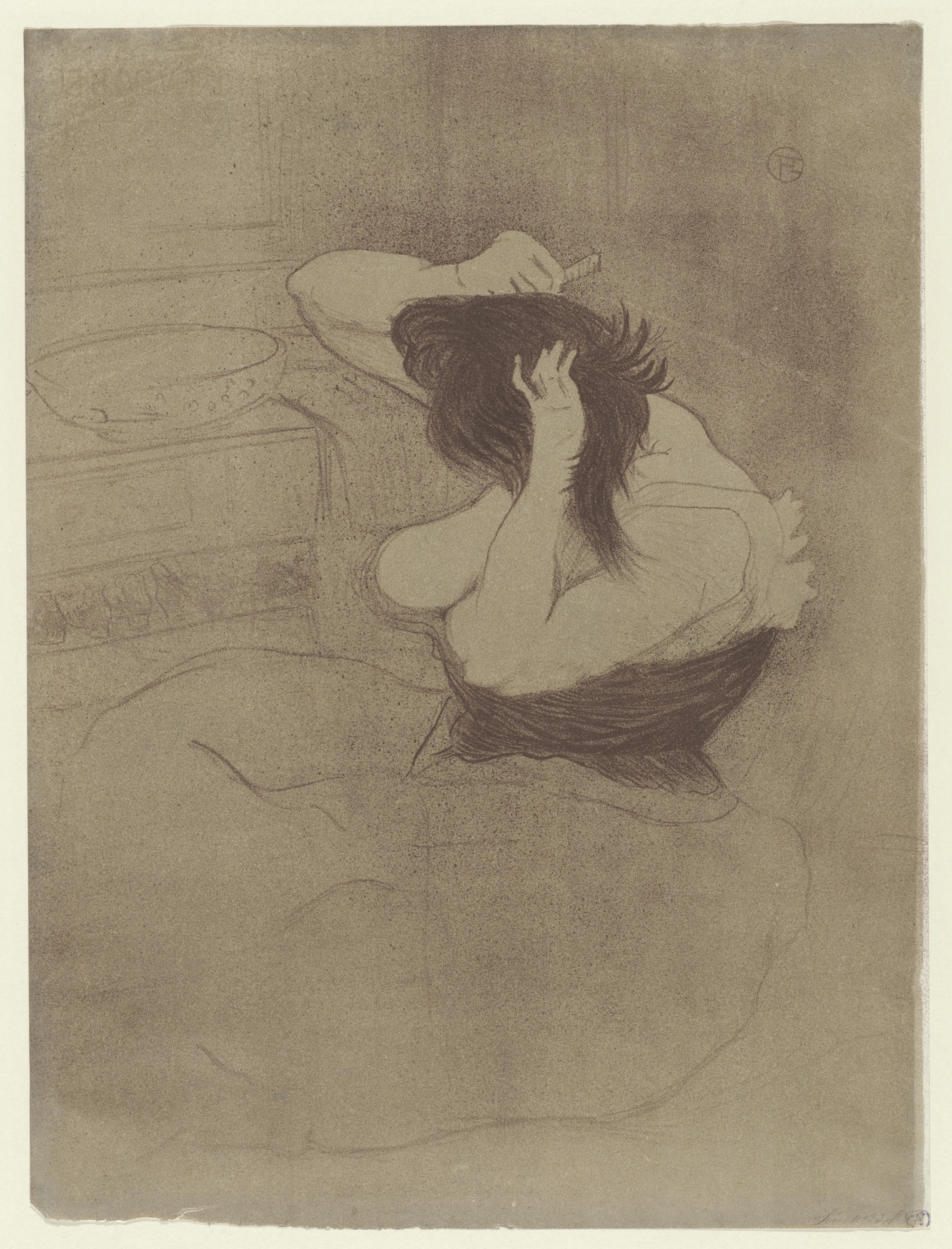 Henri de Toulouse-Lautrec. Woman Combing Her Hair (Femme qui se peigne, La coiffure) from Elles