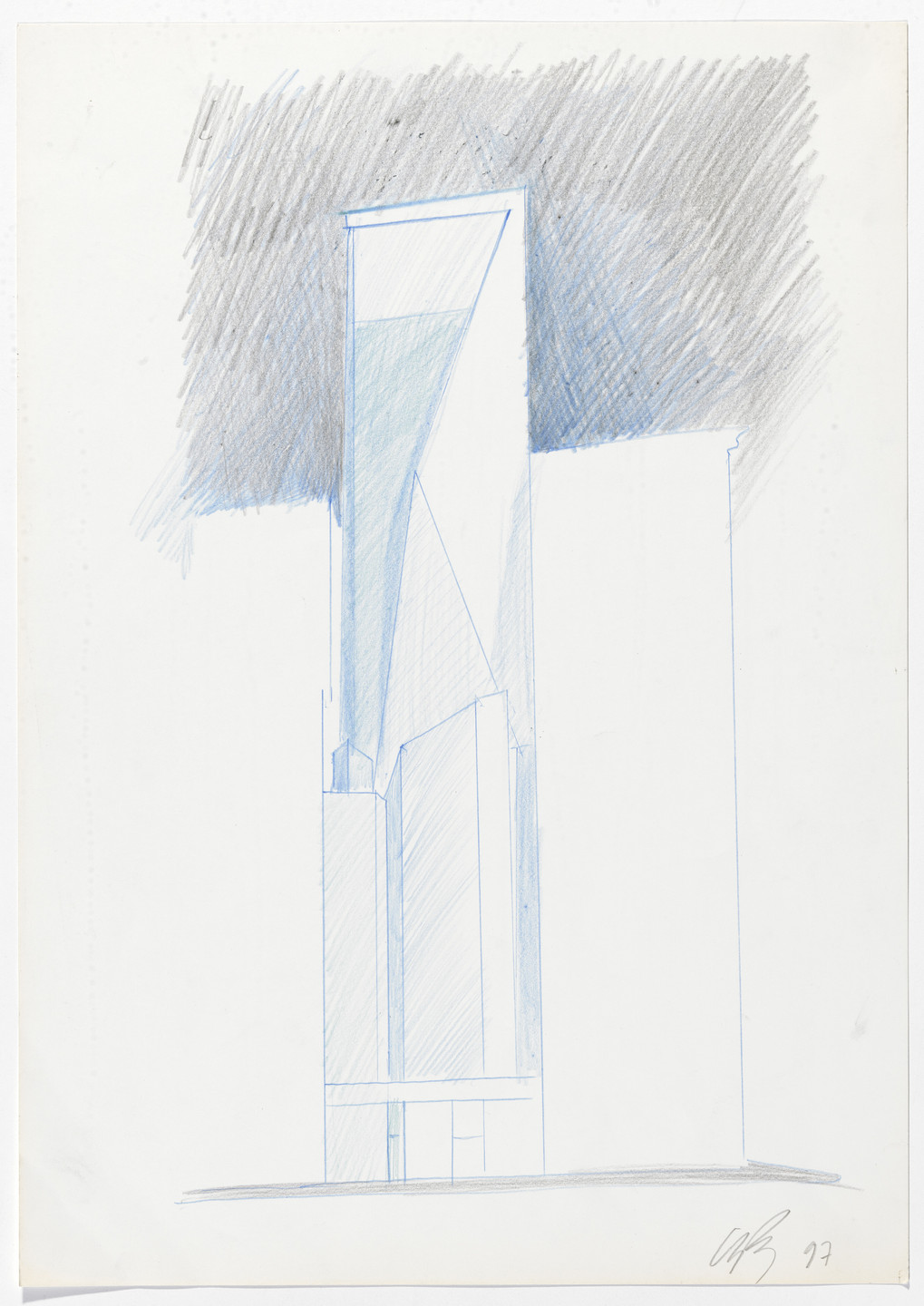 Christian de Portzamparc. LVMH Tower, New York, NY (Perspective sketch, volume study). 1994–1999