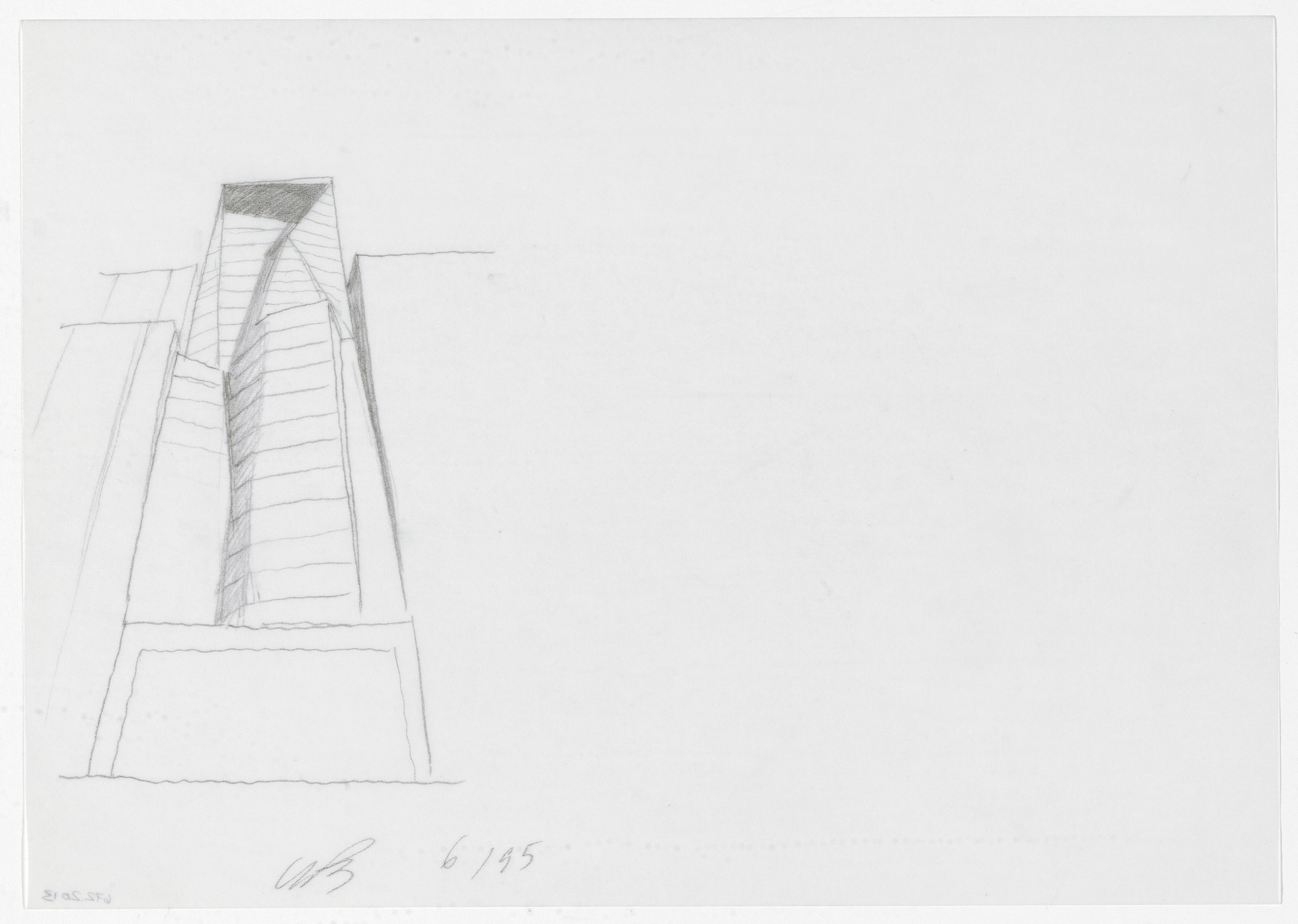 Christian de Portzamparc. LVMH Tower, New York, NY (Perspective sketch, volume study). 1994-1999