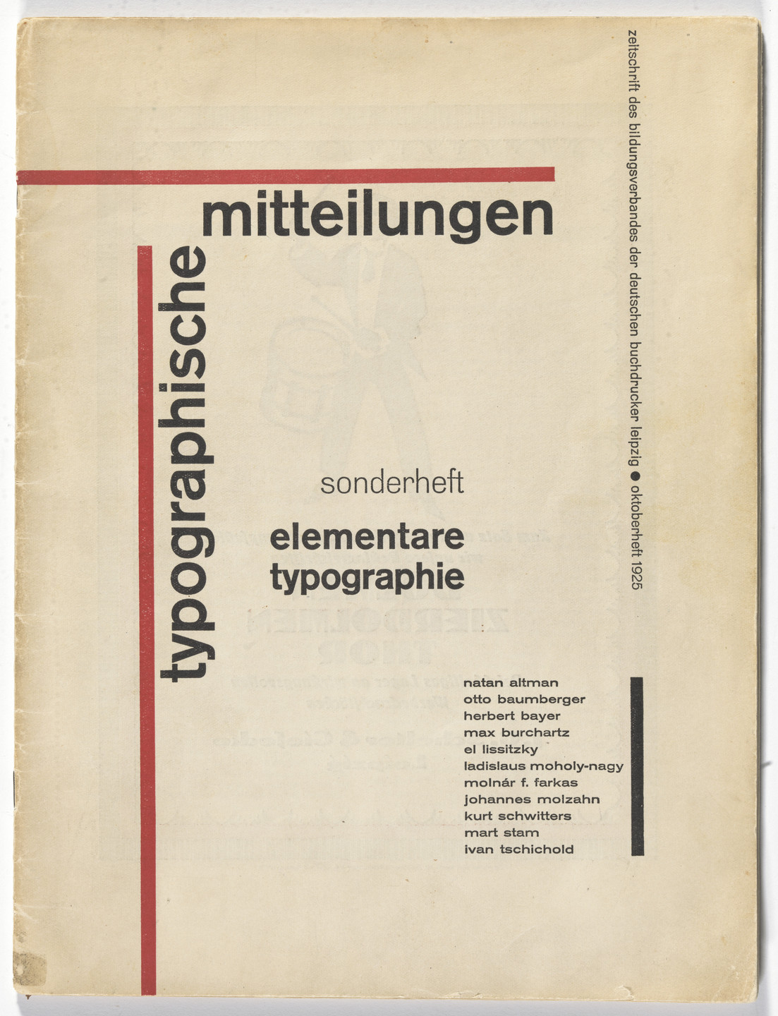 Jan Tschichold. Sonderheft Typographische Mitteilungen. 1925