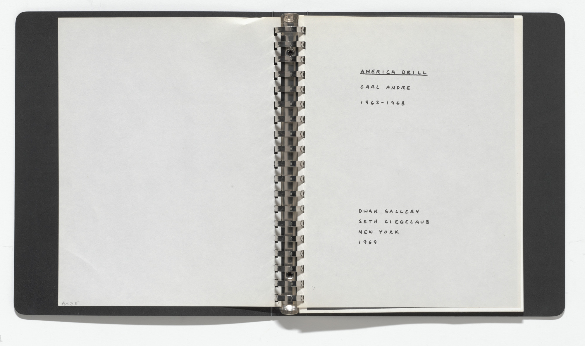 Carl Andre. American Drill , volume 5 from Seven Books of Poetry