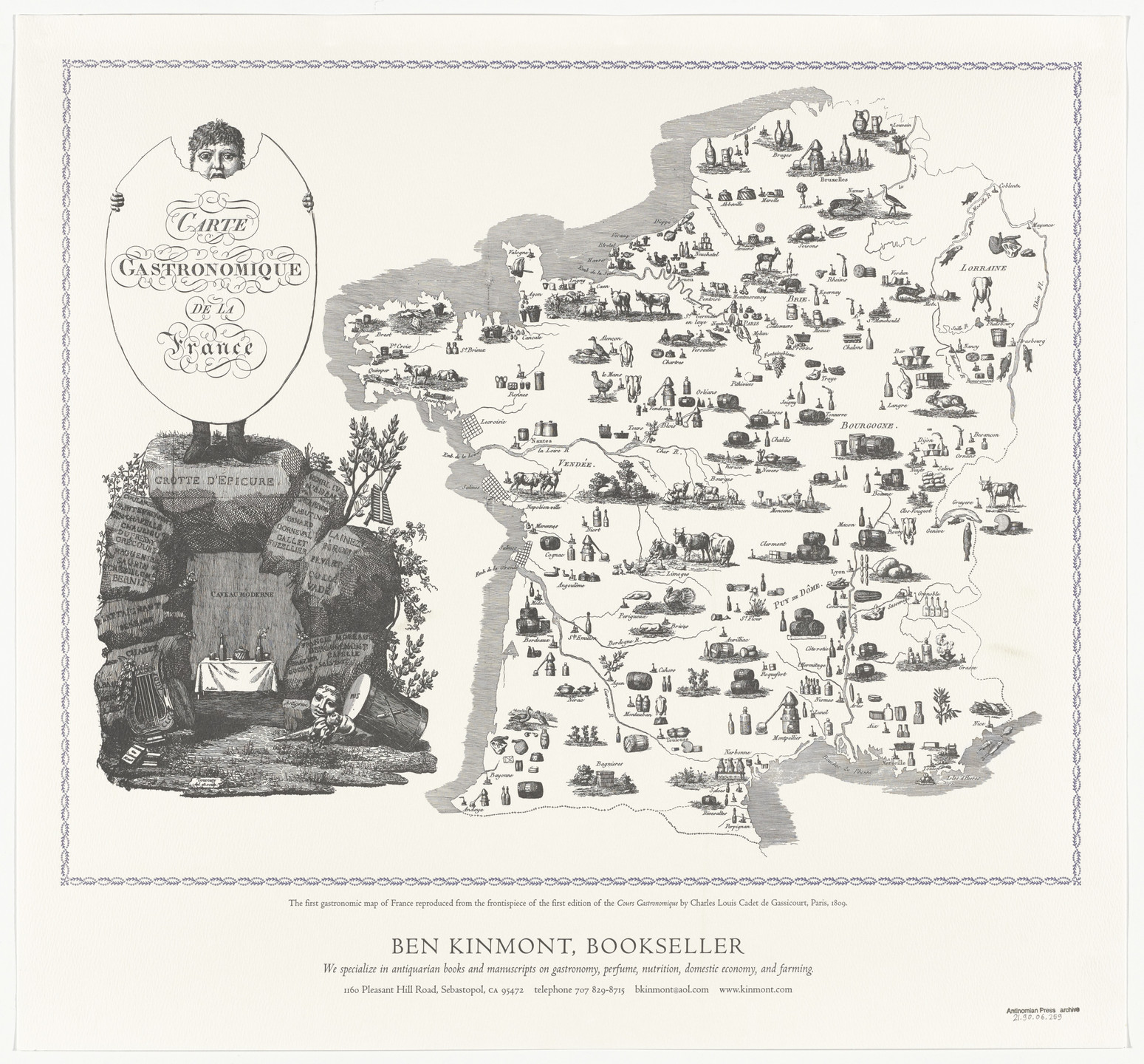 Ben Kinmont. Carte gastronomique de la France from Antinomian Press Archive. 2006