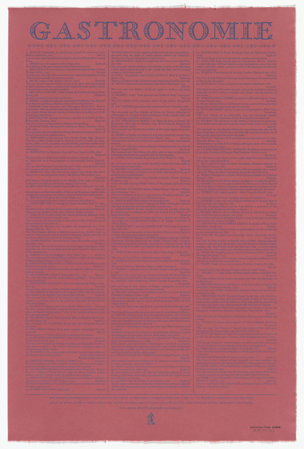 Ben Kinmont. Gastronomie from Antinomian Press Archive. 2009