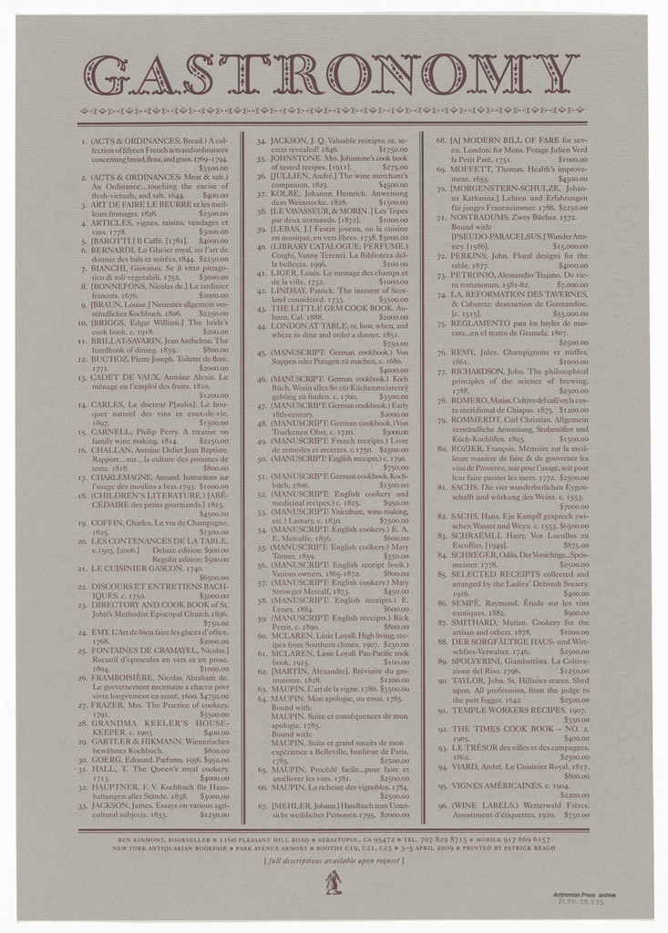 Gastronomy from Antinomian Press Archive