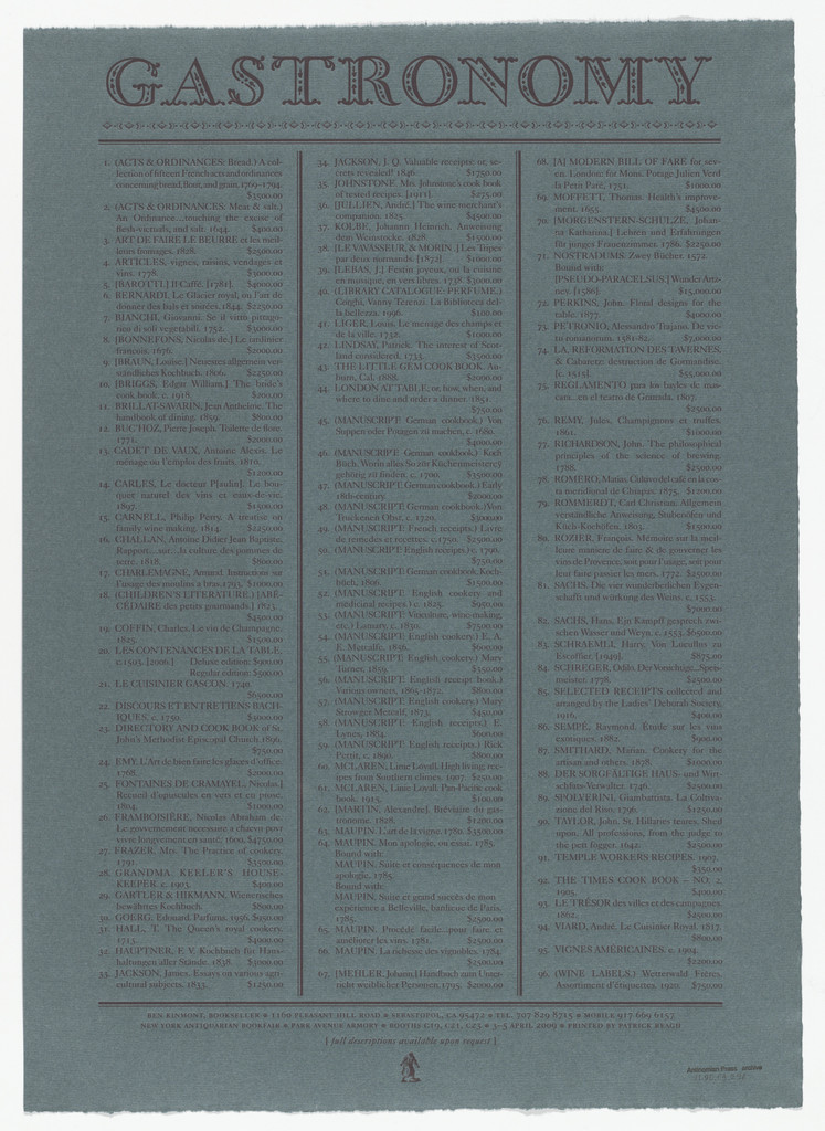 Gastronomy from Antinomian Press Archive