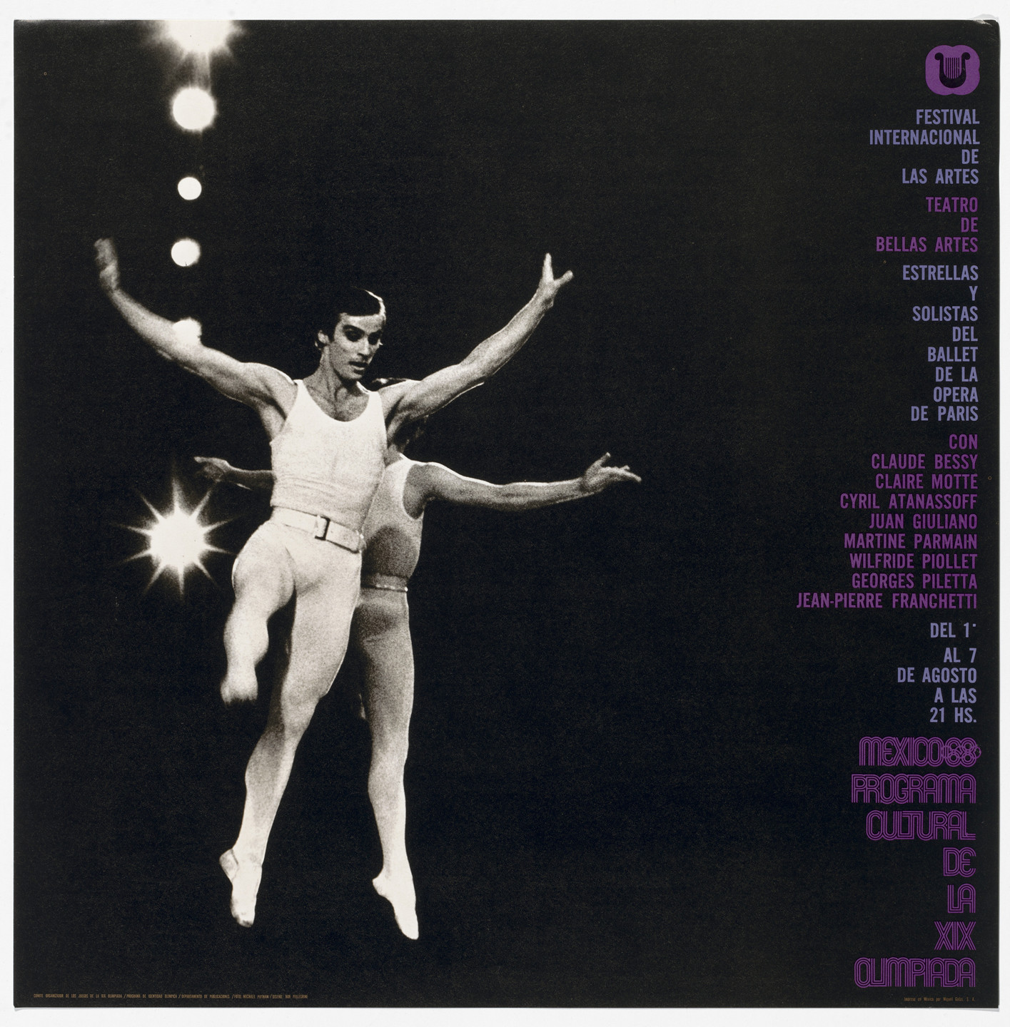 Bob Pellegrini, Department of Publications and Urban Design, Organizing Committee of the XIX Olympiad, Michael Putnam. International Festival of the Arts, Stars and Soloists from the Paris Opera Ballet, Mexico City Cultural Olympics. 1968