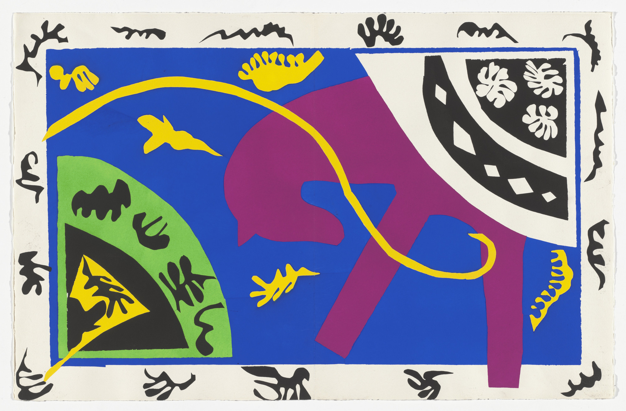 Henri Matisse. Horse, Rider and Clown (Le Cheval, l&#39;écuyère et le clown) (plate V, pages 34 and 35) from Jazz. 1943–47, published 1947