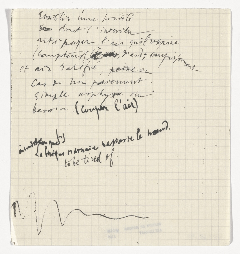 Untitled from The Bride Stripped Bare by Her Bachelors, Even (The Green Box) (La mariée mise à nu par ses célibataires, même [Boîte verte]) by Marcel Duchamp