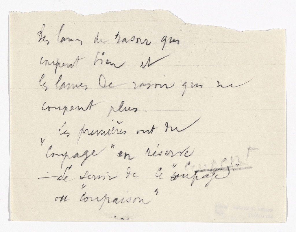 Untitled from The Bride Stripped Bare by Her Bachelors, Even (The Green Box) (La mariée mise à nu par ses célibataires, même [Boîte verte]) by Marcel Duchamp