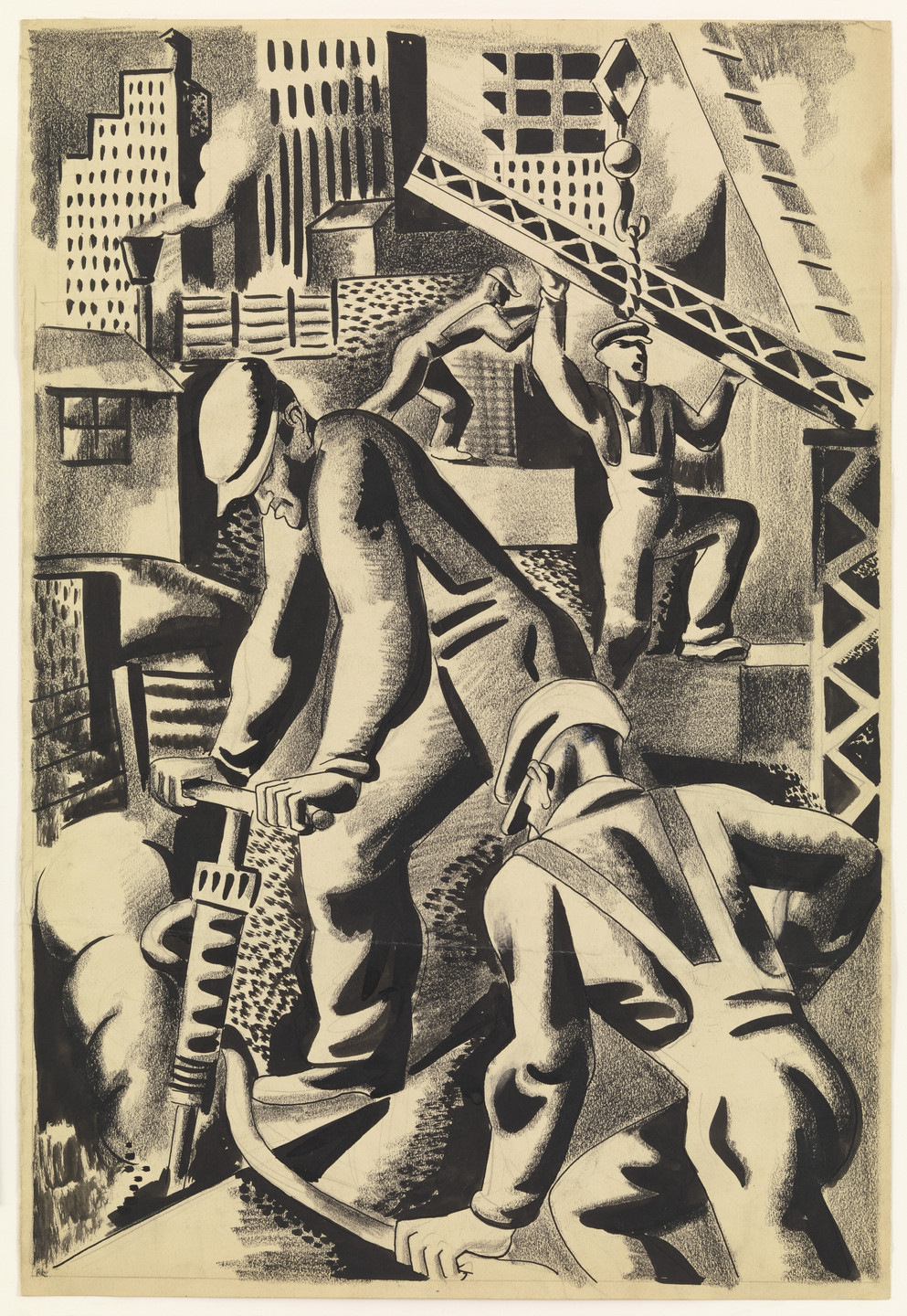 Jan Matulka. Figure Composition - Working Men. (c. 1927)