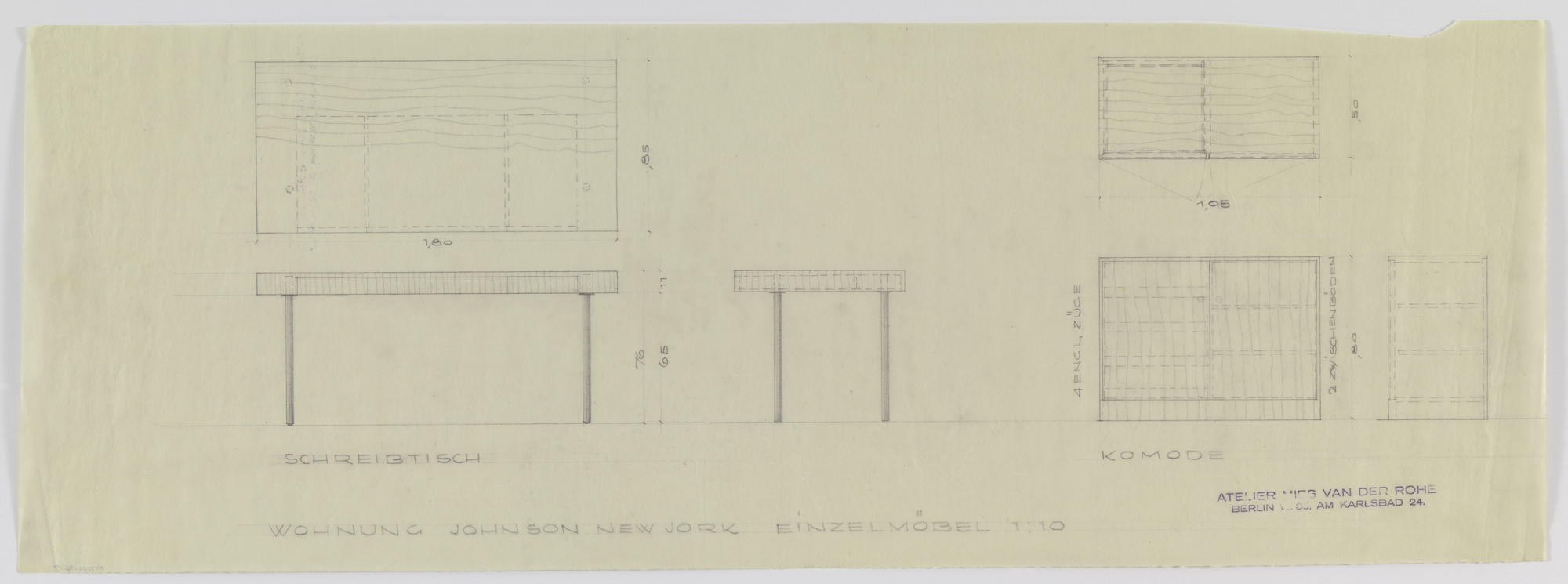 Ludwig Mies van der Rohe, Lilly Reich. Philip Johnson Apartment, New York, NY