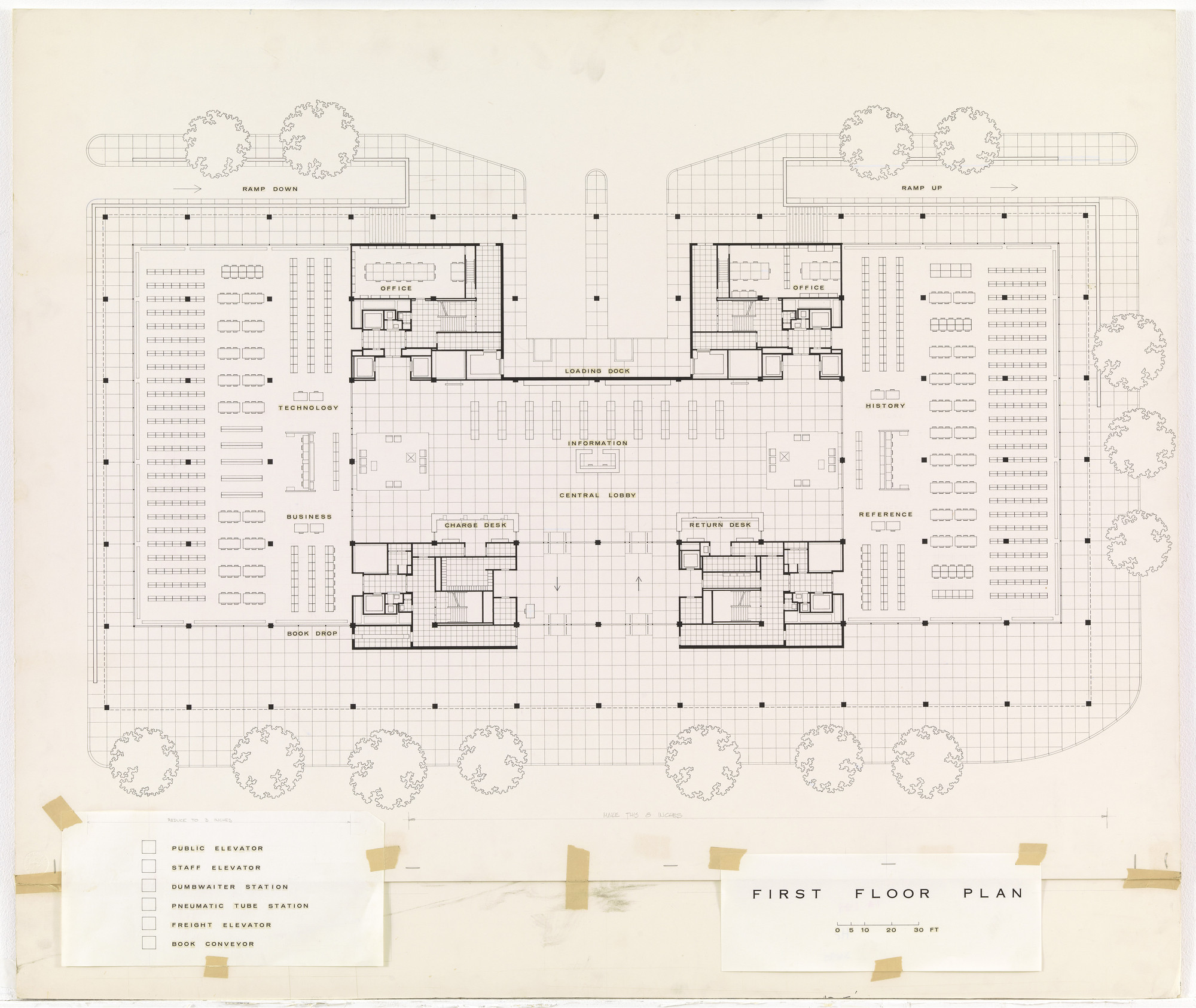 Ludwig Mies van der Rohe. Martin Luther King Jr. Memorial Library, Washington, D.C.
First floor plan