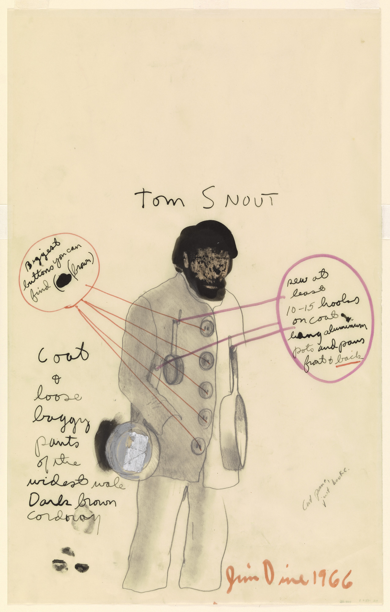 Jim Dine. Costume study for William Shakespeare's  A Midsummer Night's Dream: Tom Snout