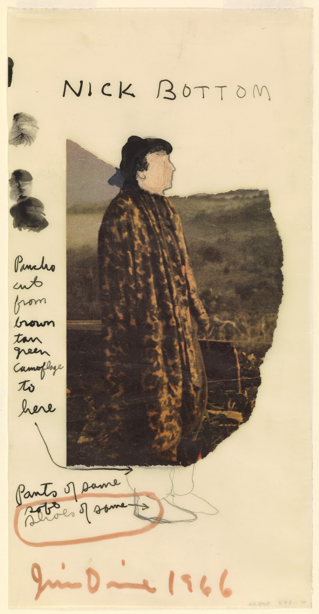 Jim Dine. Nick Bottom. Costume design for the play A Midsummer Night's Dream