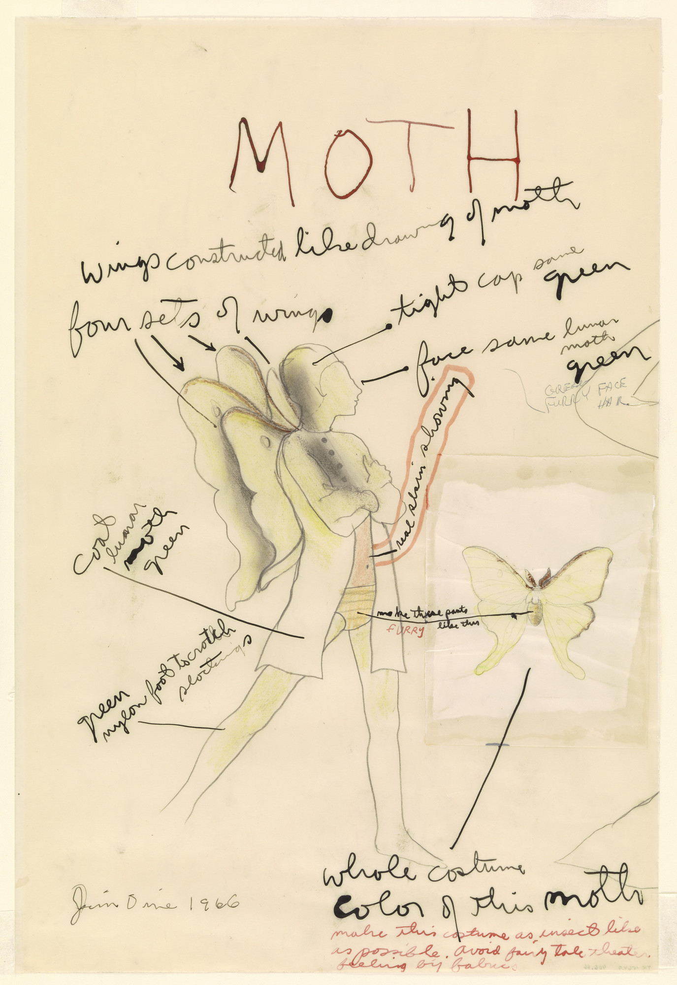 Jim Dine. Costume study for A Midsummer Night's Dream: Moth
