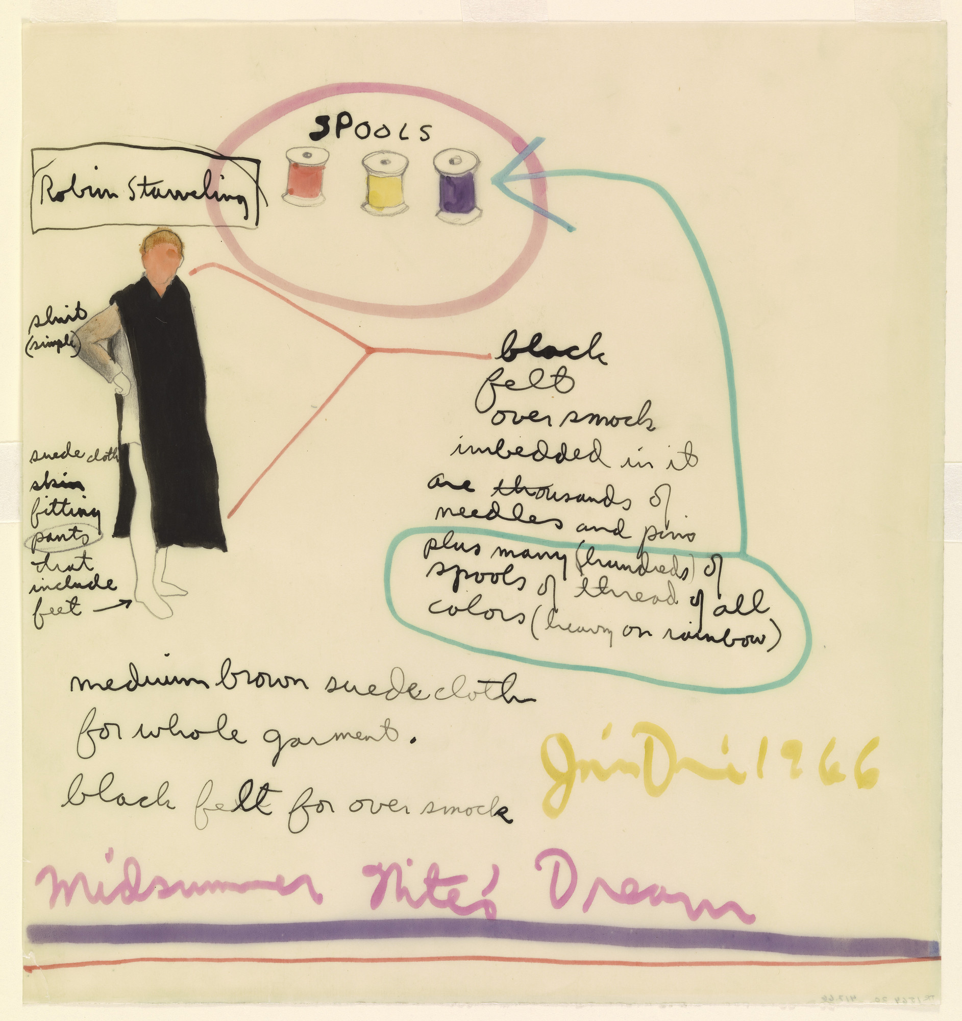 Jim Dine. Robin Starveling. Costume design for the play A Midsummer Night's Dream