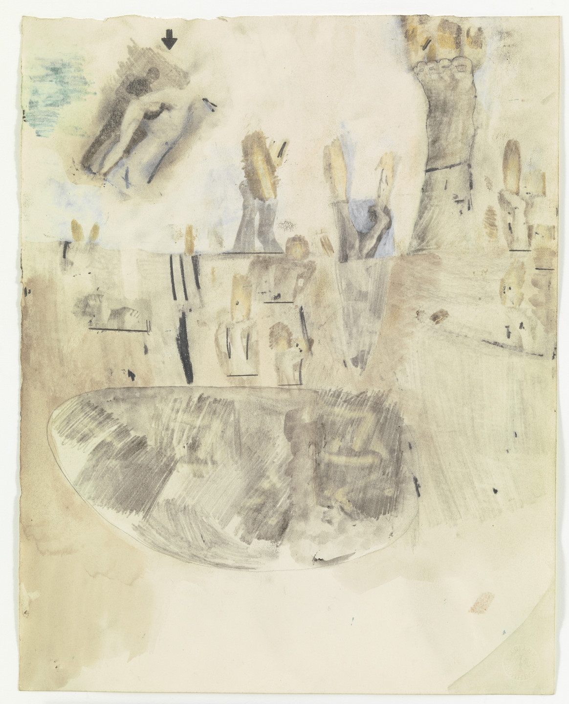 Robert Rauschenberg. Canto XIX: Circle Eight, Bolgia 3, The Simoniacs from the series Thirty-Four Illustrations for Dante's Inferno. 1959-60