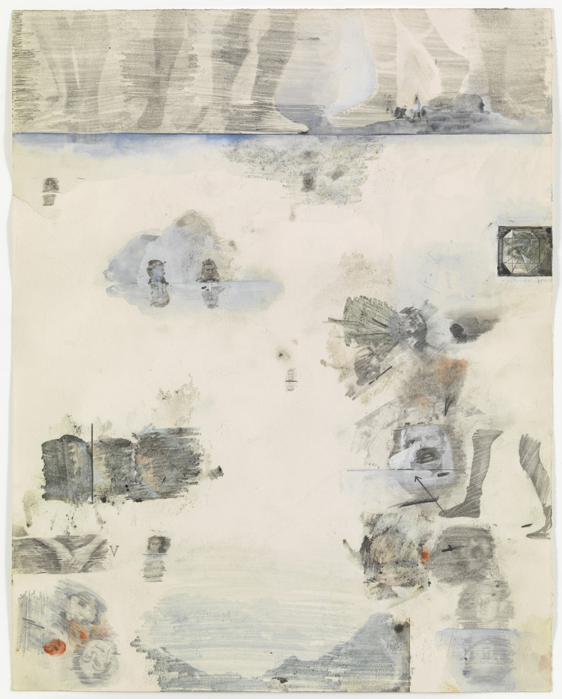 Robert Rauschenberg. Canto XXXII: Circle Nine, Cocytus, Compound Fraud: Round 1, Caina, Treacherous to Kin; Round 2, Antenora, Treacherous to Country from the series Thirty-Four Illustrations for Dante's Inferno. (1959-60)