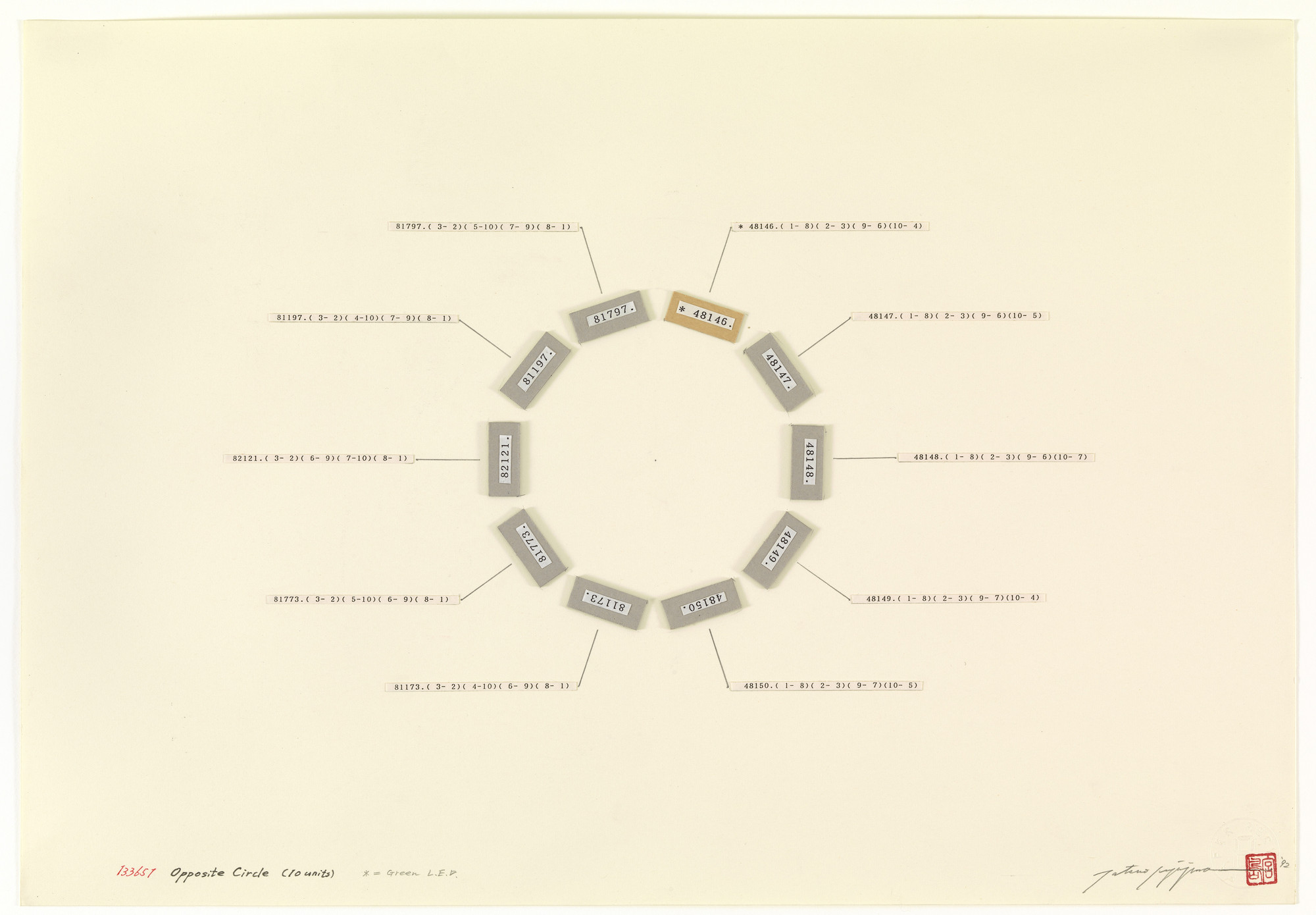 Tatsuo Miyajima. Drawing for Opposite Circle. 1992