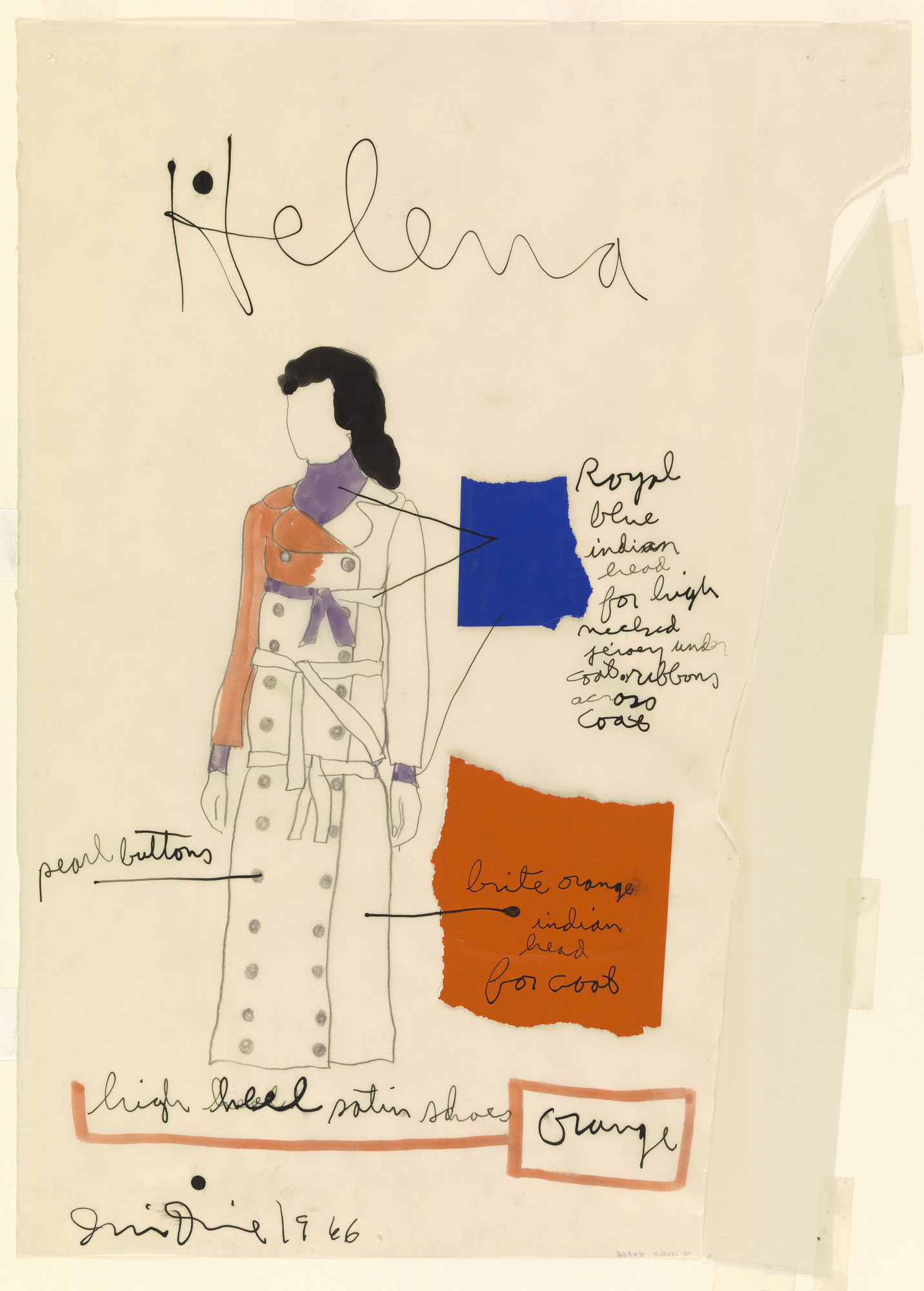 Jim Dine. Helena. Costume design for the play A Midsummer Night's Dream