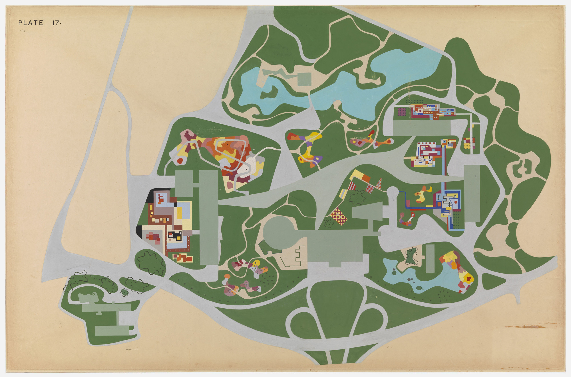Roberto Burle Marx, Oscar Niemeyer. Ibirapuera Park project, São Paulo, Brazil (Site plan). 1953