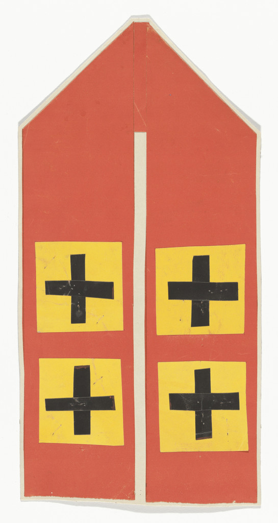 Maquette for a maniple from a set of red and yellow liturgical vestments designed for the Chapel of the Rosary of the Dominican Nuns of Vence
