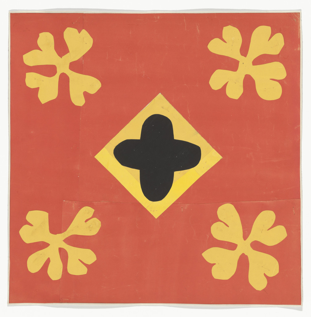 Maquette for a chalice veil from a set of red and yellow liturgical vestments designed for the Chapel of the Rosary of the Dominican Nuns of Vence