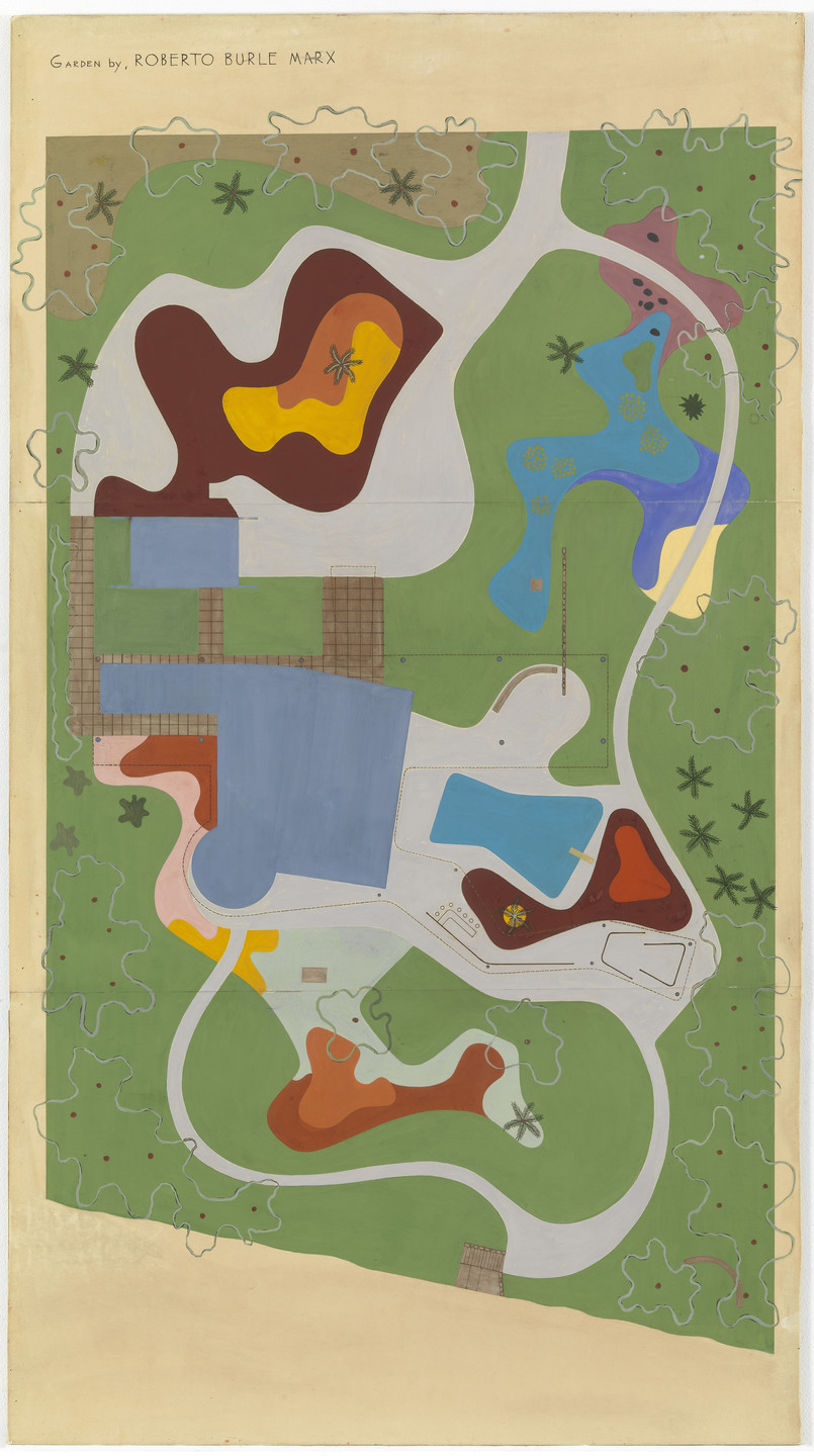 Roberto Burle Marx. Garden Design for Beach House for Mr. and Mrs. Burton Tremaine, project, Santa Barbara, California (Site plan). 1948