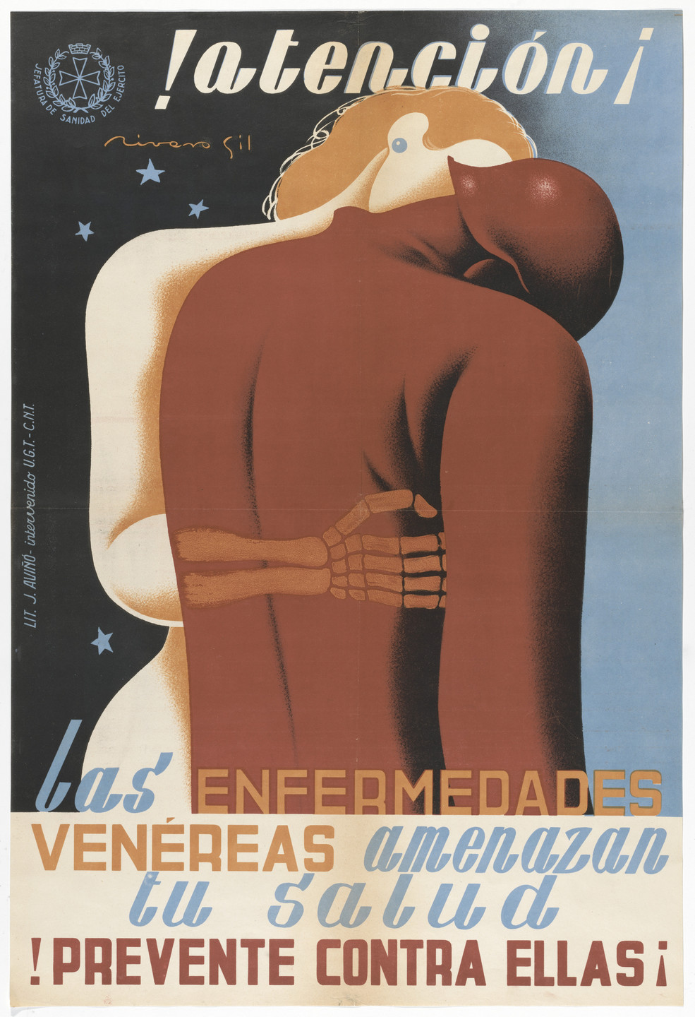 Francisco Rivero Gil. !Atención¡ Las Enfermedades Venéreas Amenazan Tu Salud. !Prevente Contra Ellas¡ (Attention! Venereal diseases threaten your health. Take precautions against them!). 1936–1939