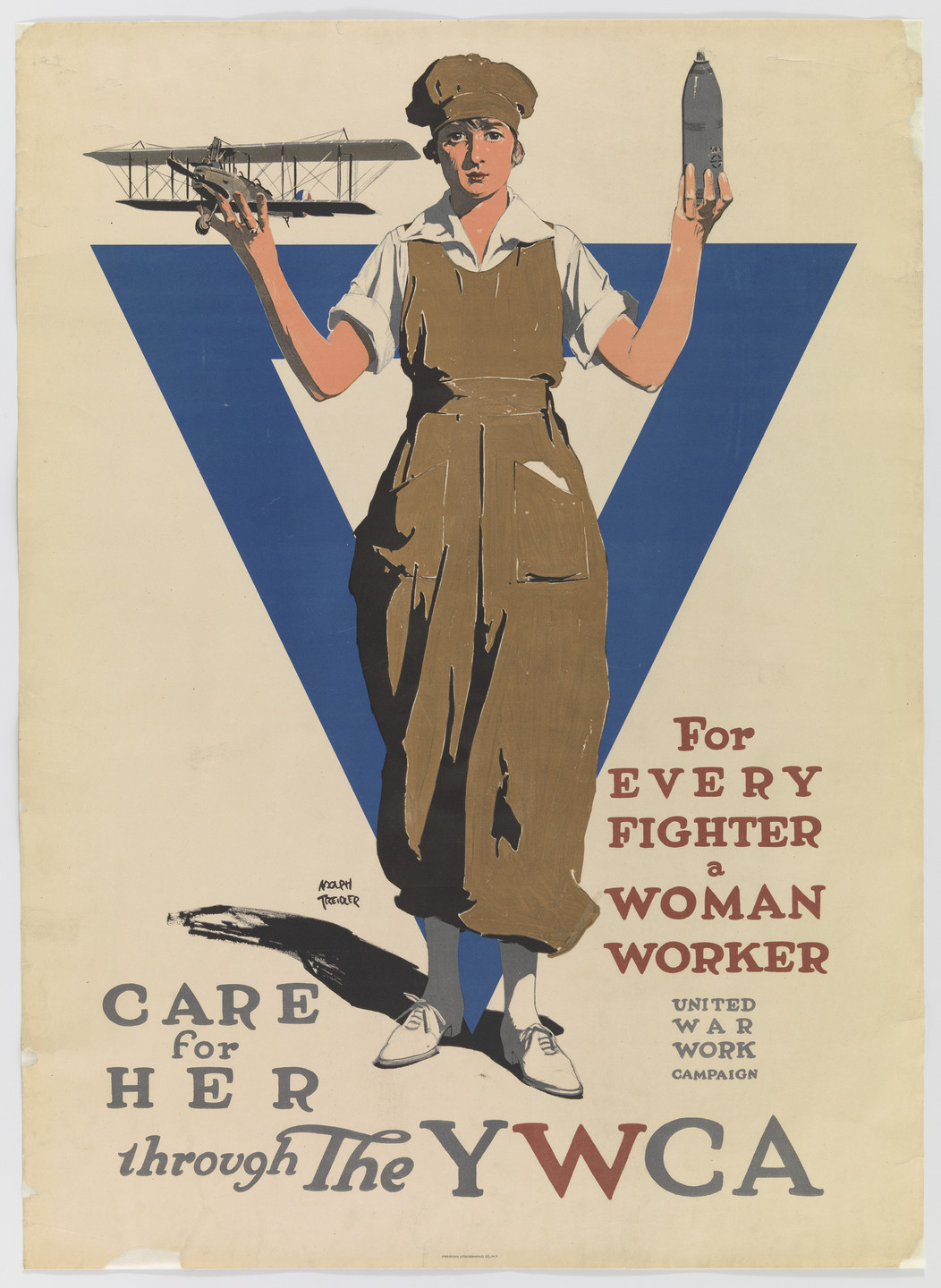 Adolph Treidler. For Every Fighter a Woman Worker. Care For Her Through the YWCA. c. 1918